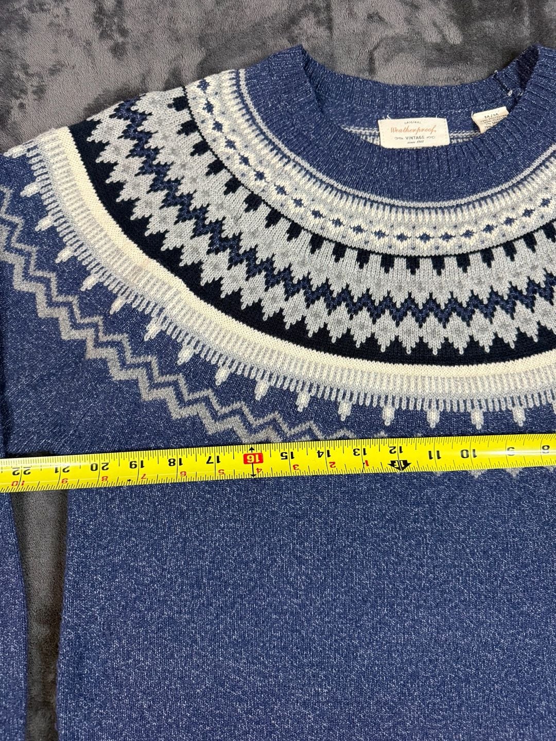 Women’s Weatherproof Vintage Fair Isle Crewneck Sweater Size M Blue#174 3