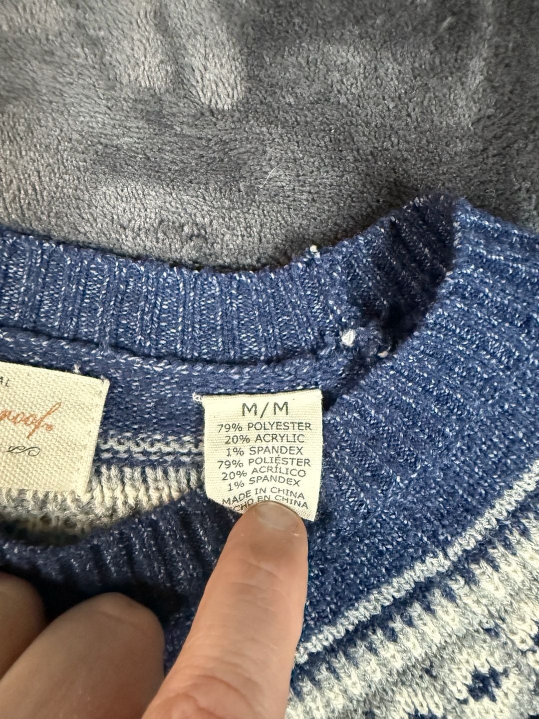 Women’s Weatherproof Vintage Fair Isle Crewneck Sweater Size M Blue#174 5
