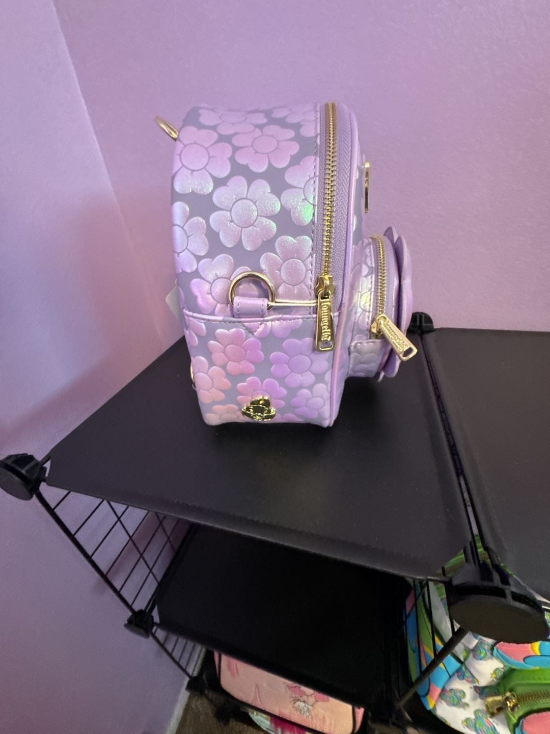 Loungefly Disney Bambi Iridescent Floral Convertible Mini Backpack 6