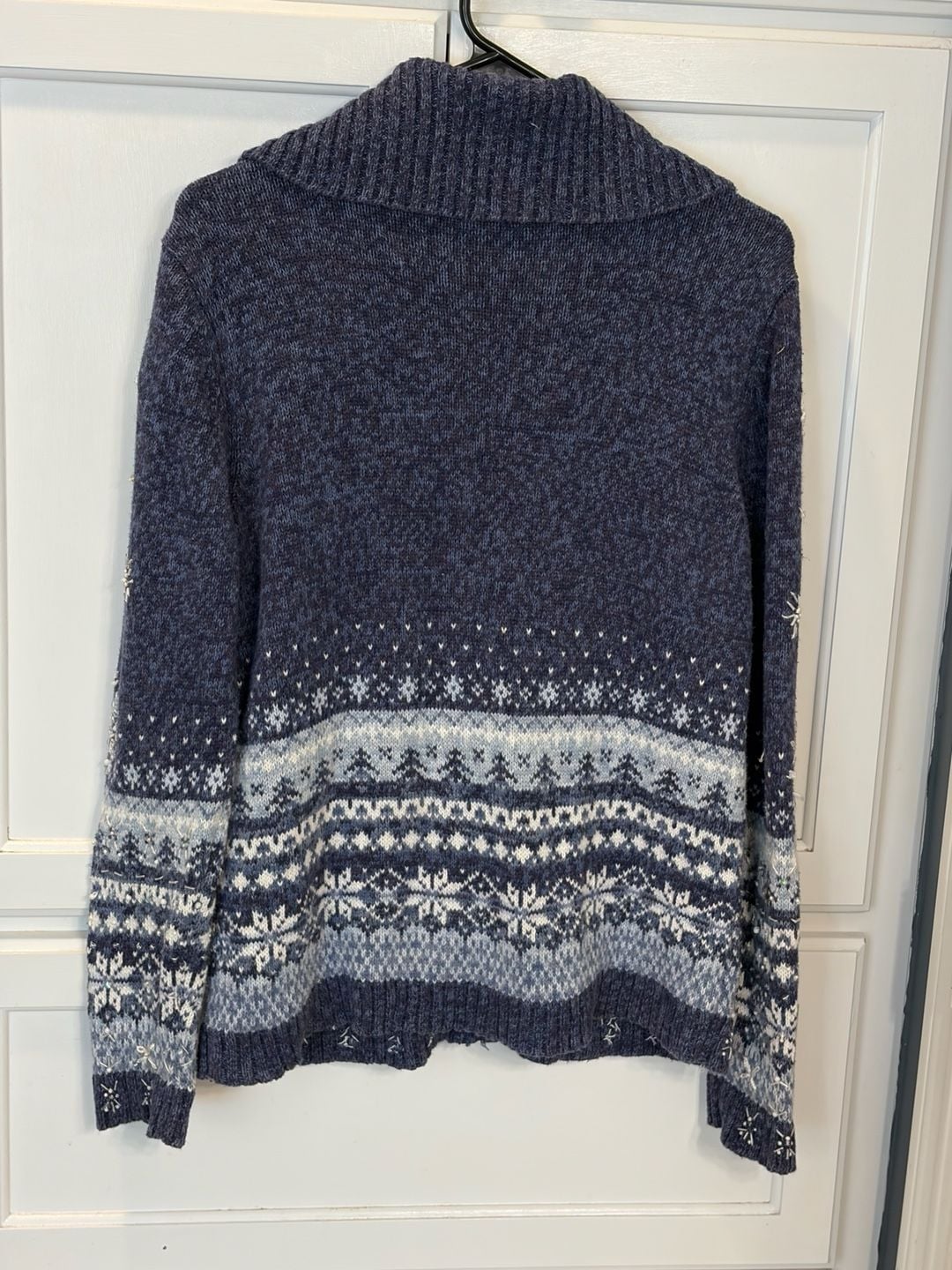 Vintage Tiara International Christmas Sweater M Beaded Snowflake Nordic Cardigan 7