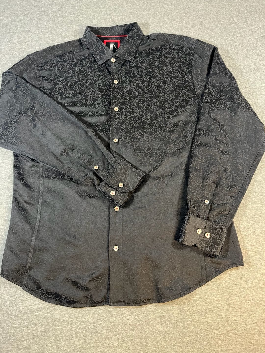 Via Uomo Black Paisley Button Up Shirt Men’s XL 2