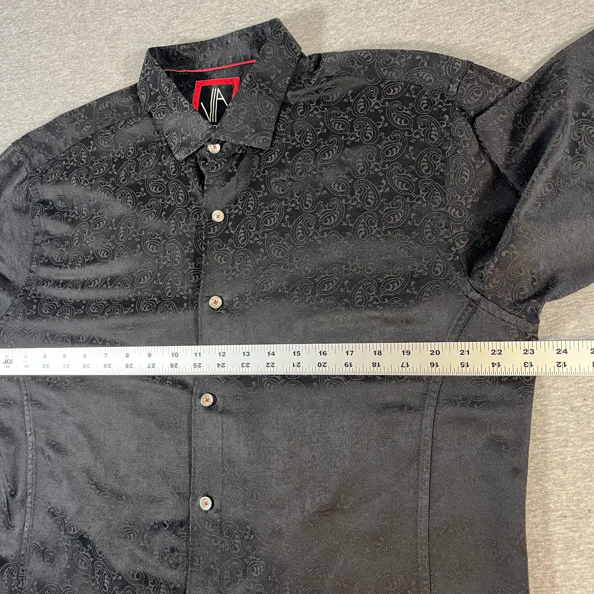 Via Uomo Black Paisley Button Up Shirt Men’s XL 3