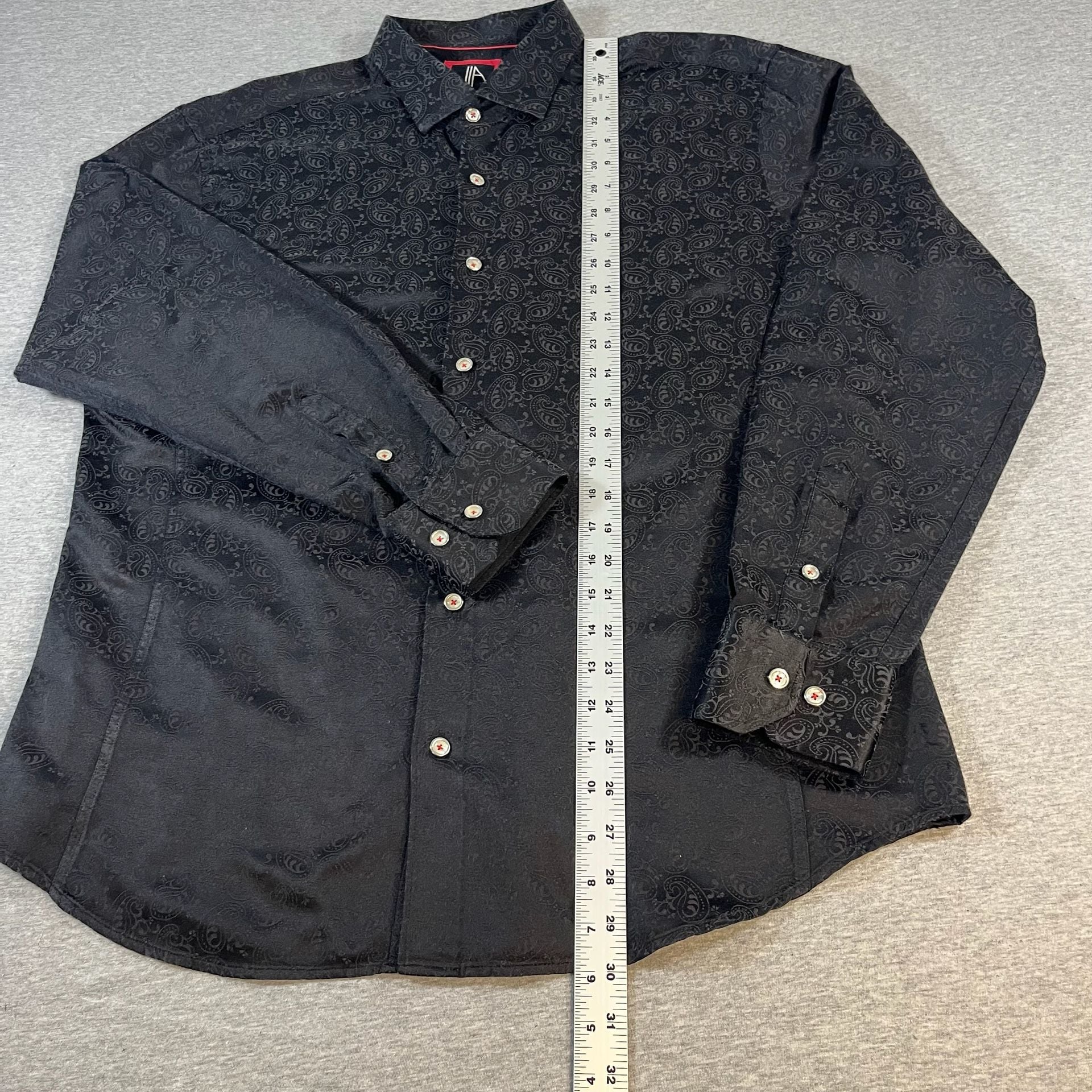 Via Uomo Black Paisley Button Up Shirt Men’s XL 4