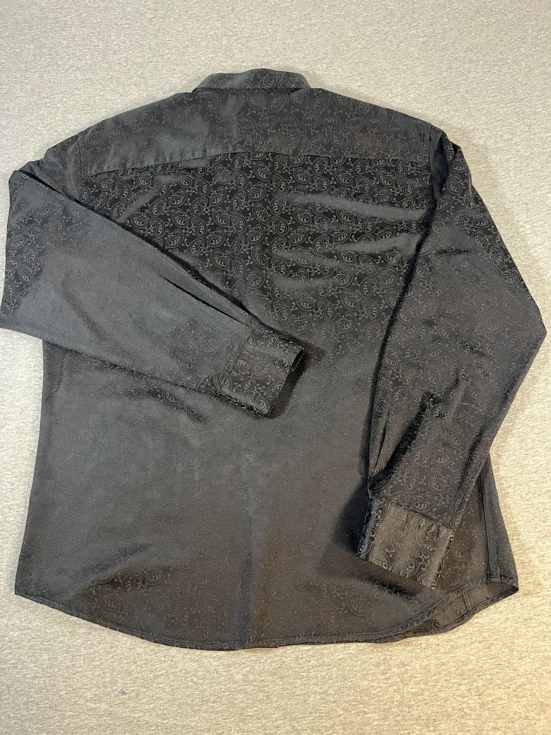 Via Uomo Black Paisley Button Up Shirt Men’s XL 6