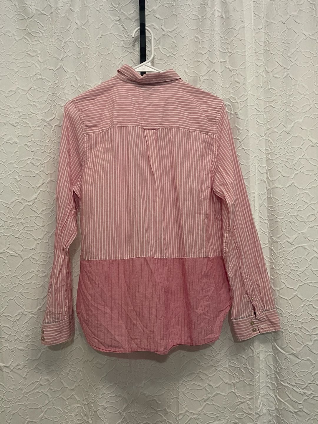 US Polo Assn Colorblock Striped Button Down Shirt Large Pink White Preppy 5