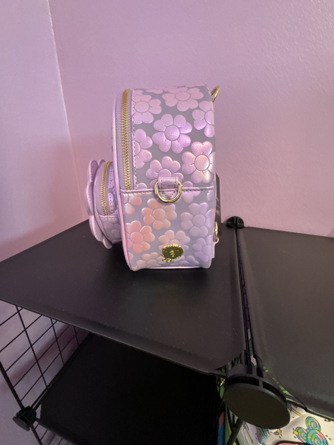 Loungefly Disney Bambi Iridescent Floral Convertible Mini Backpack 8