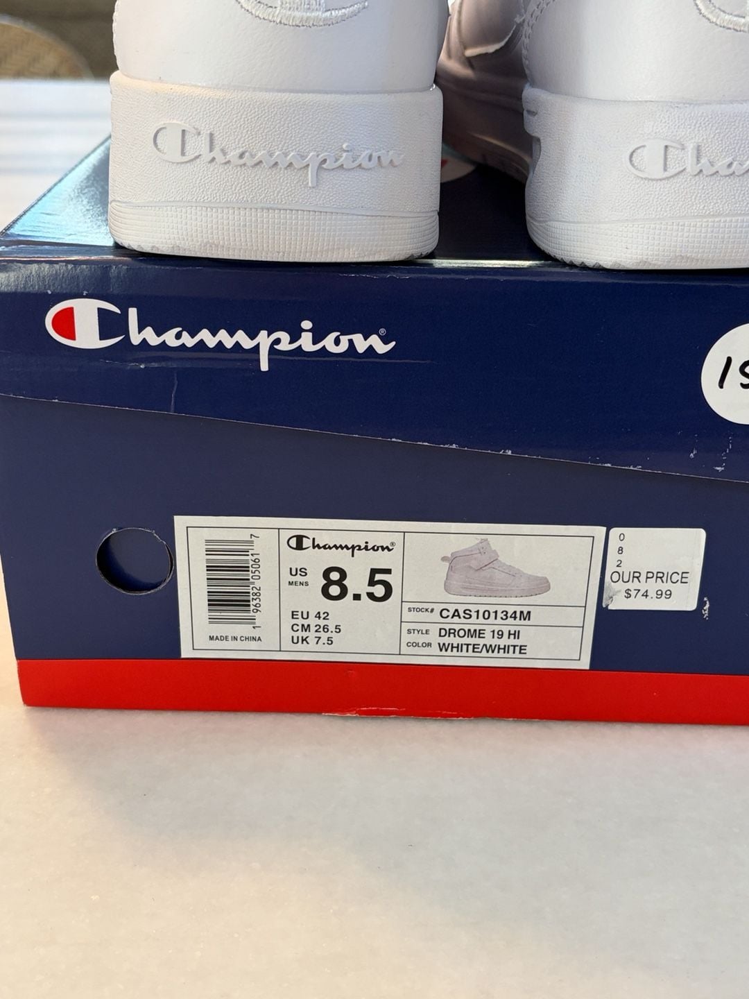 Champion Drome 19 Hi Size 8.5 White High Top Sneakers Shoes 8