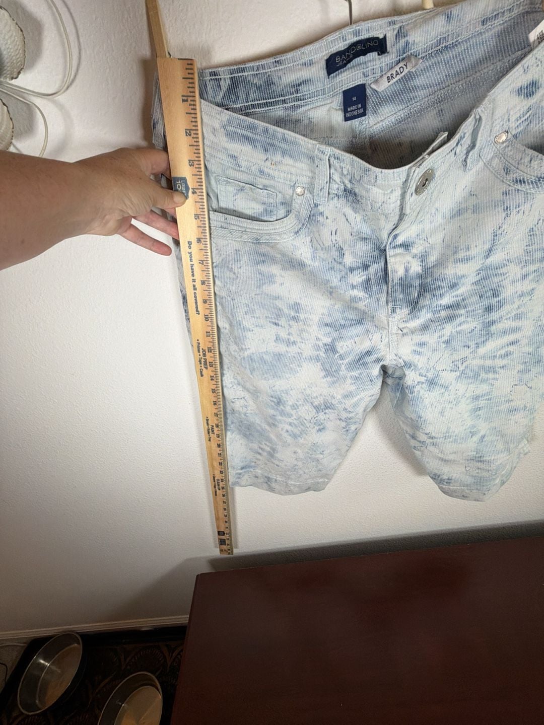 Bandolino Brady Bermuda Shorts Size 14 Acid Wash Denim Tie Dye 5