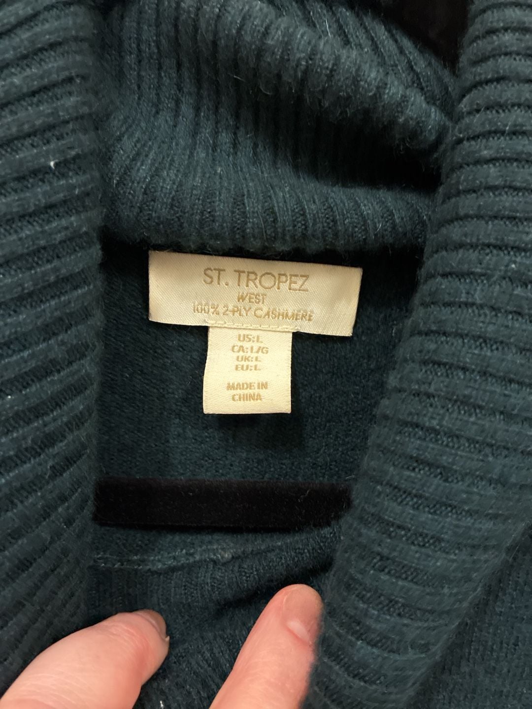 St. Tropez West Cashmere Turtleneck Sweater Size L Green 3