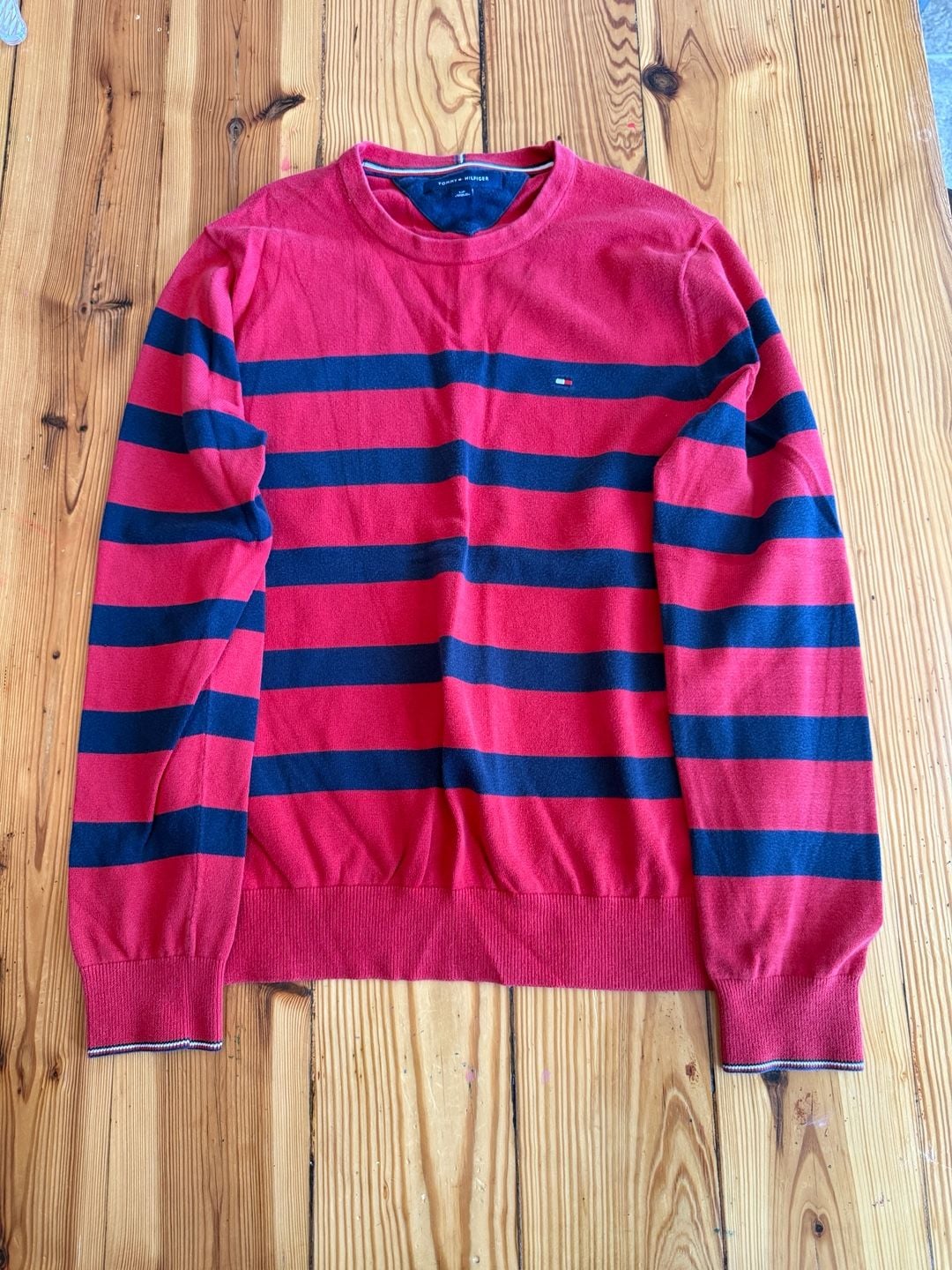 Tommy Hilfiger Crewneck Striped Sweater Size S Red Blue 2