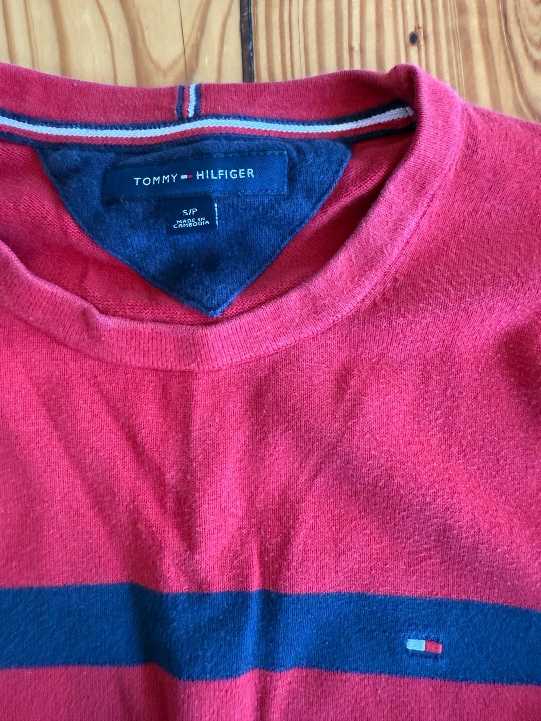 Tommy Hilfiger Crewneck Striped Sweater Size S Red Blue 3