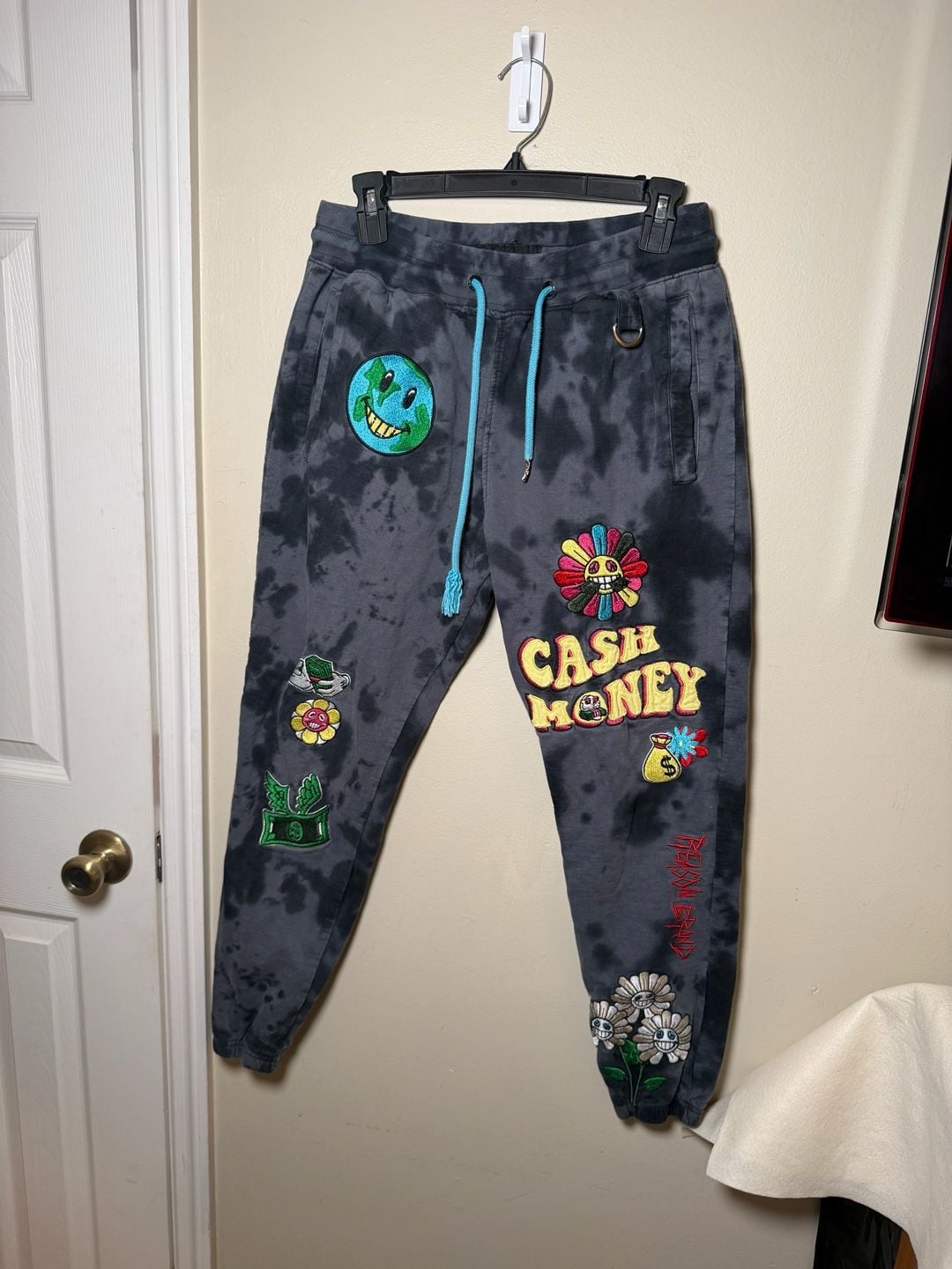 Reason Brand Cash Money Embroidered Tie Dye Jogger Sweatpants Size M 2