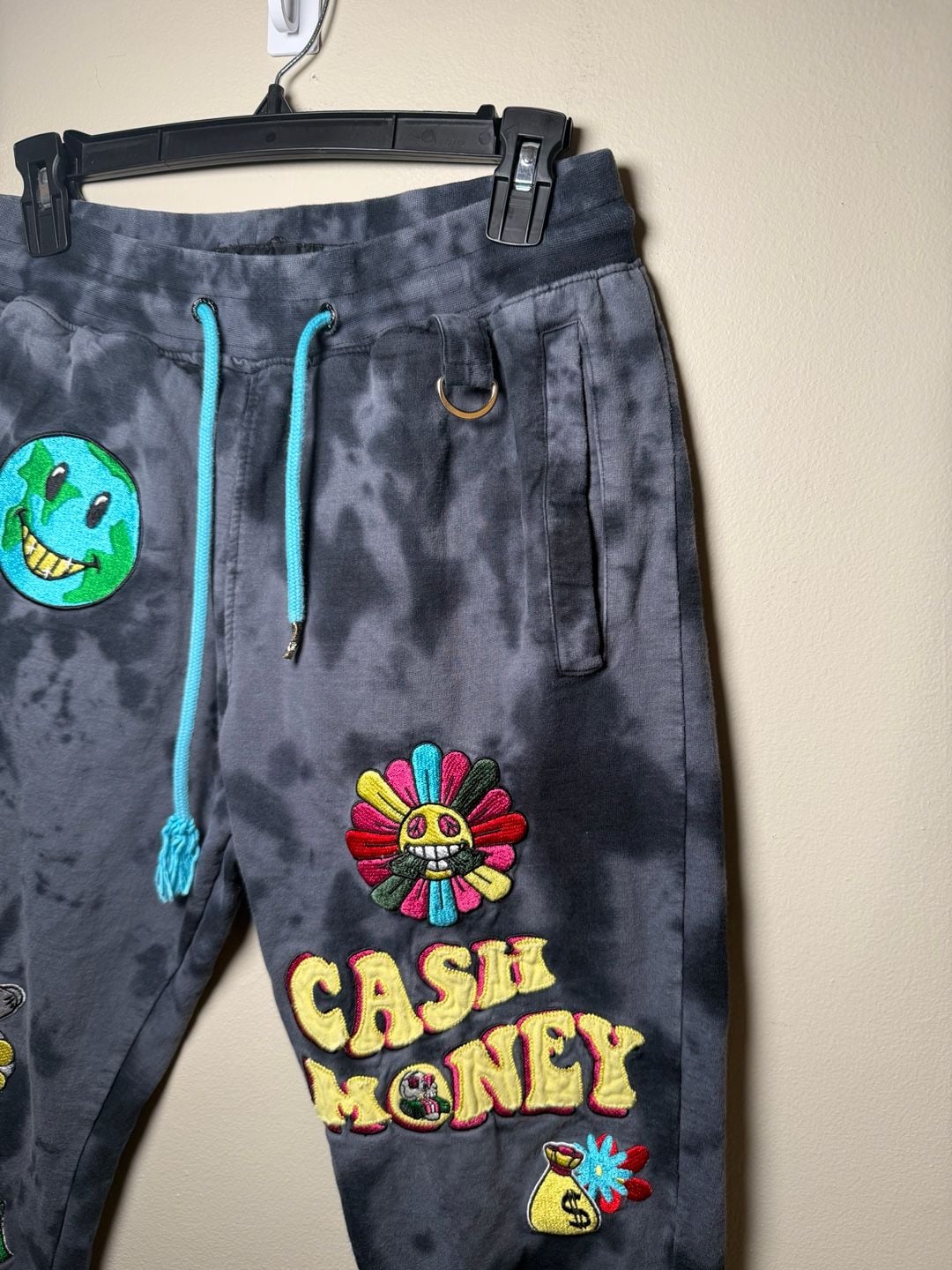 Reason Brand Cash Money Embroidered Tie Dye Jogger Sweatpants Size M 3