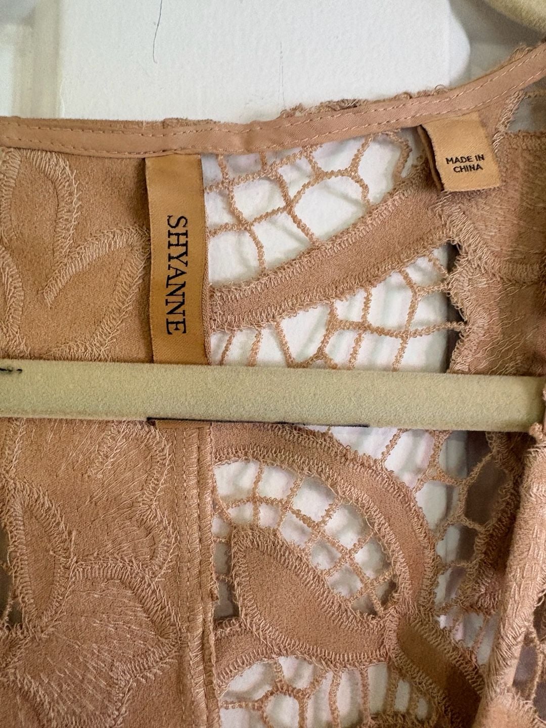 Shyanne Faux Suede Laser Cut Vest Size L Tan Fringe 5