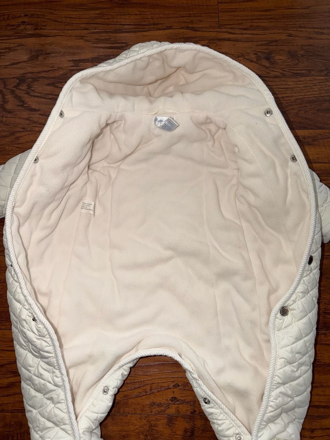Ralph Lauren Quilted Bunting 9M White Snowsuit Hooded 5
