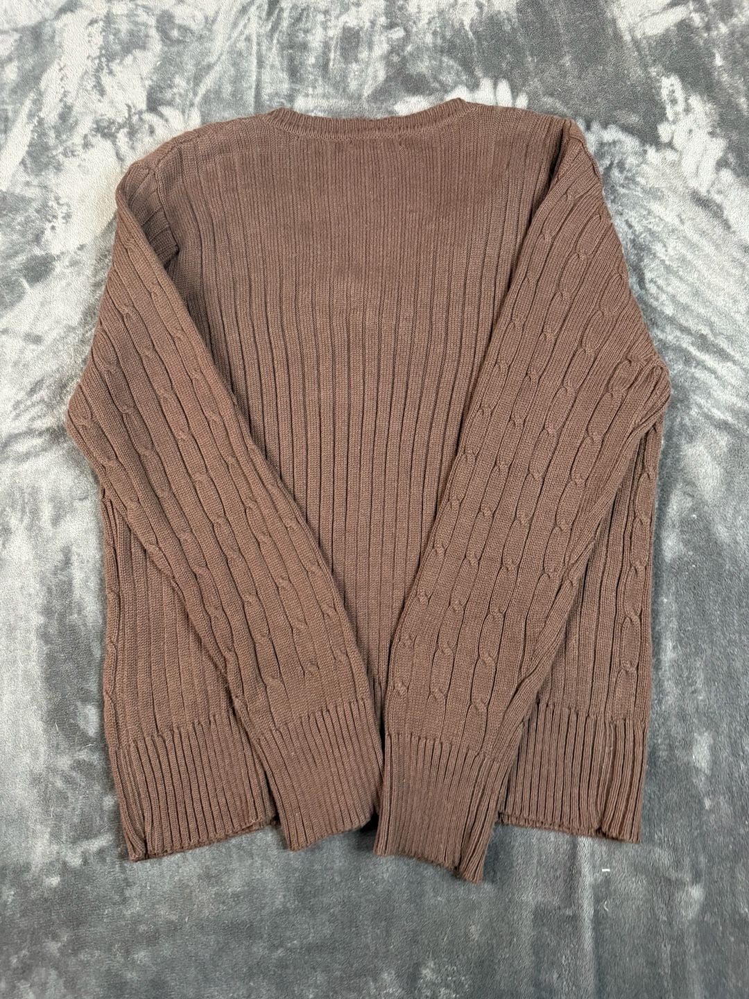 Women’s Leslie Fay Sport Cable Knit V-Neck Sweater Size XL Brown Cotton#175 5