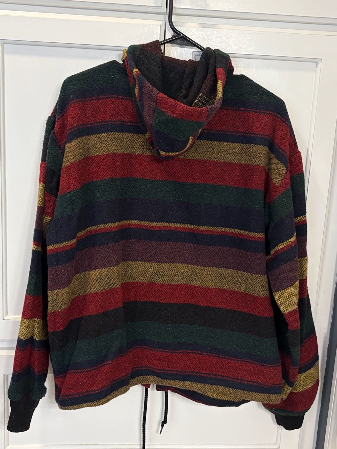 Vintage 90s Made in USA Baja Hoodie Jacket Medium Striped Woven Zip Grunge 5