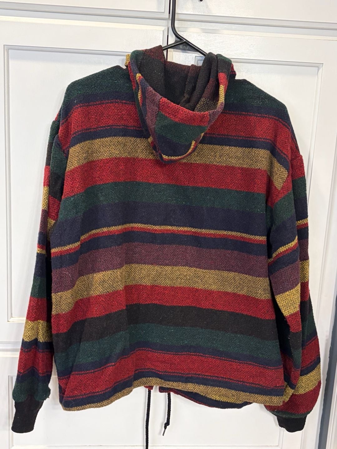 Vintage 90s Made in USA Baja Hoodie Jacket Medium Striped Woven Zip Grunge 7