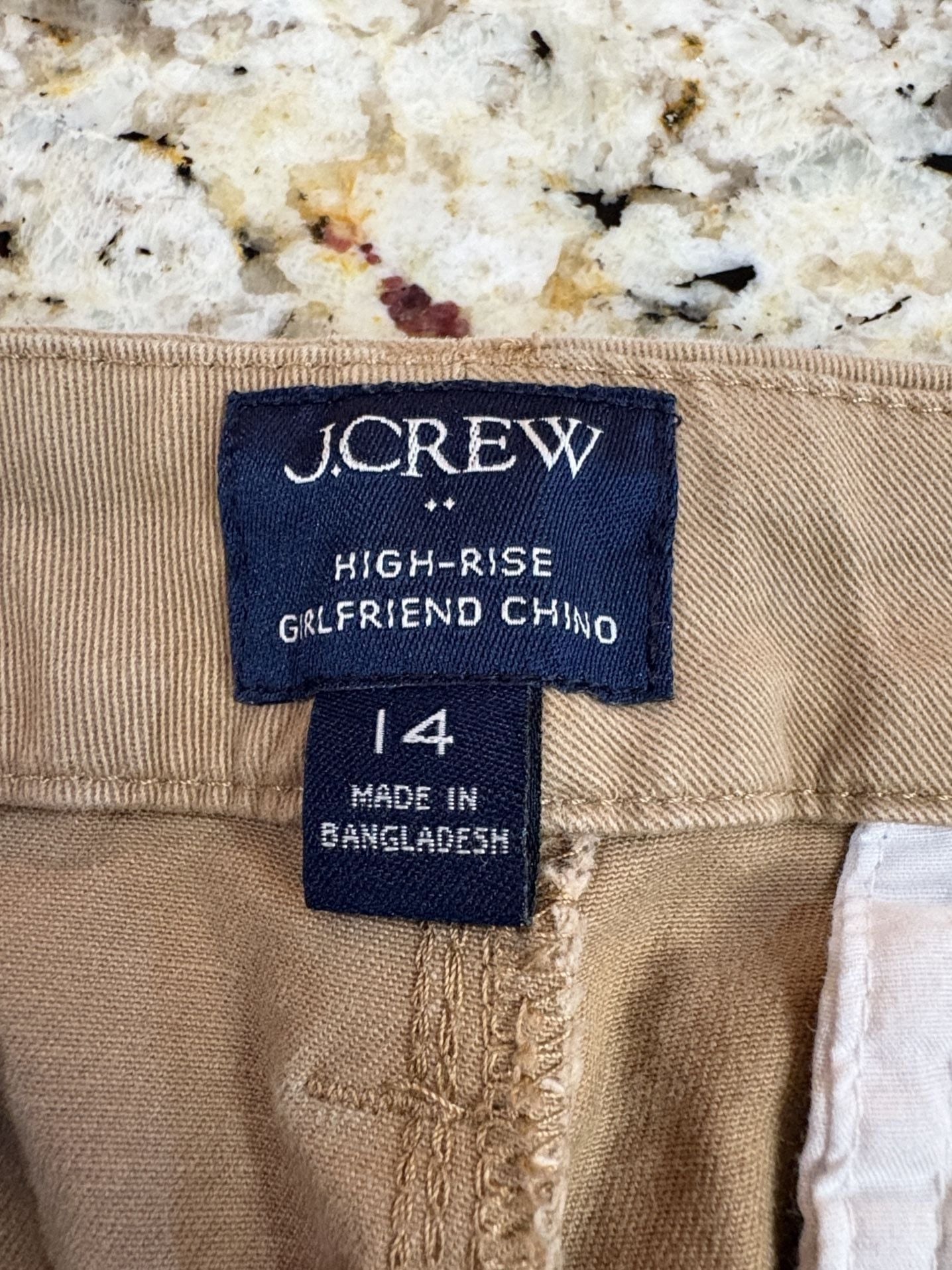 J.Crew High-Rise Girlfriend Chino Pants Size 14 Tan Cotton 4