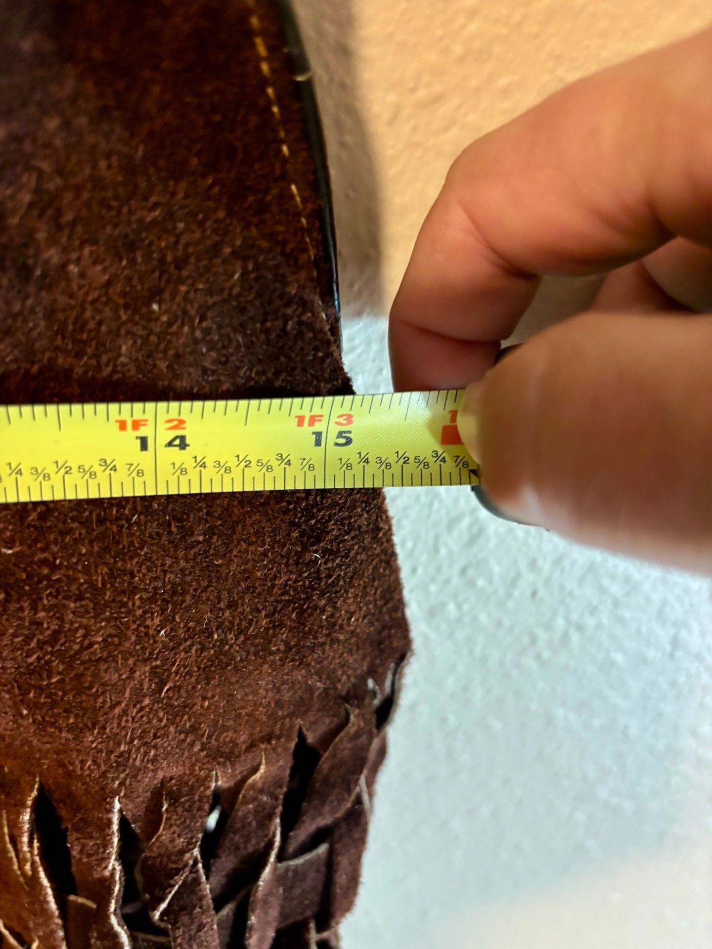 Vintage Brown Suede Leather Fringe Western Vest Beaded Boho 7