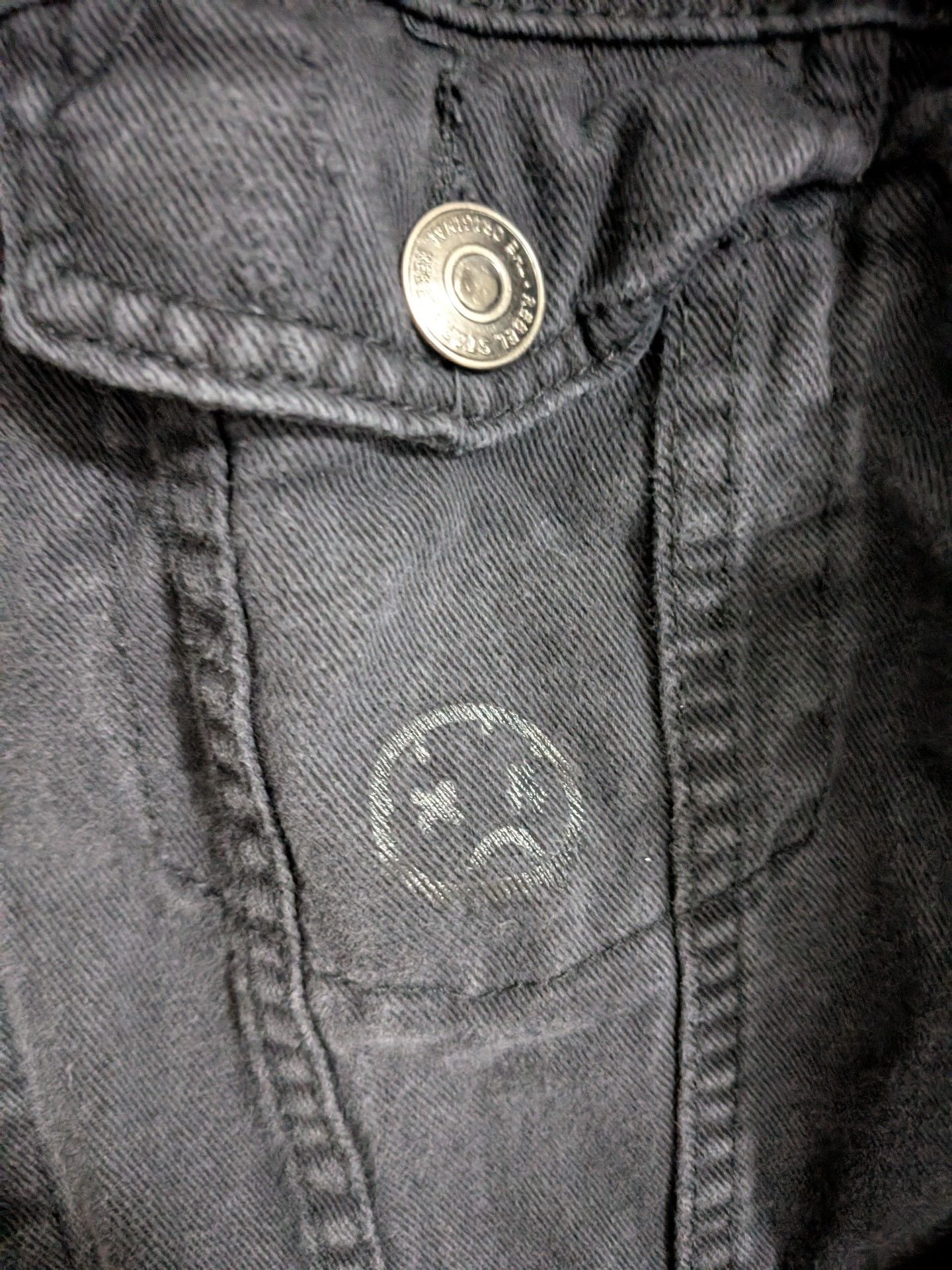 Rebel Star Denim Jacket Size L Black Rose Patches 6