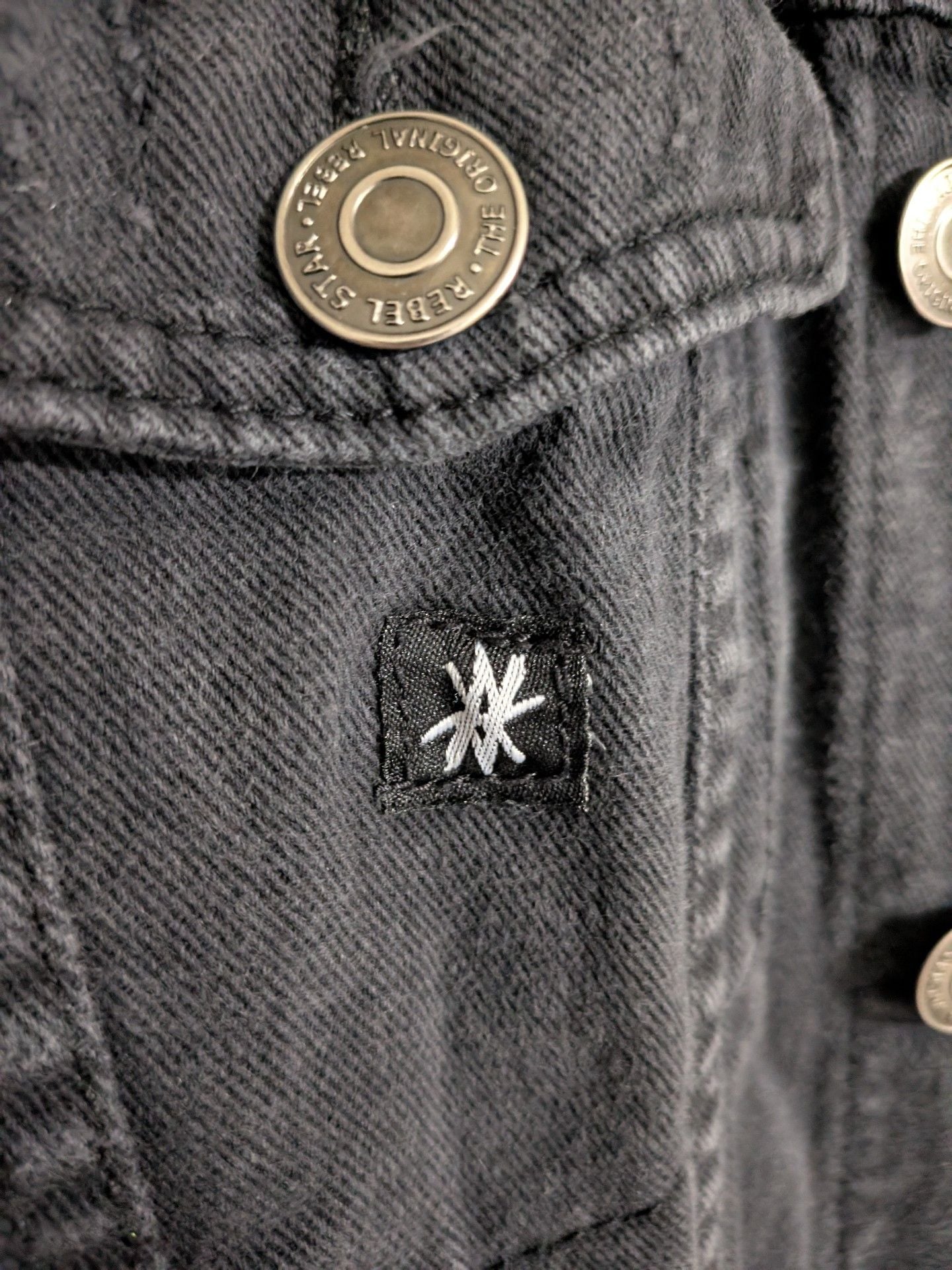 Rebel Star Denim Jacket Size L Black Rose Patches 8