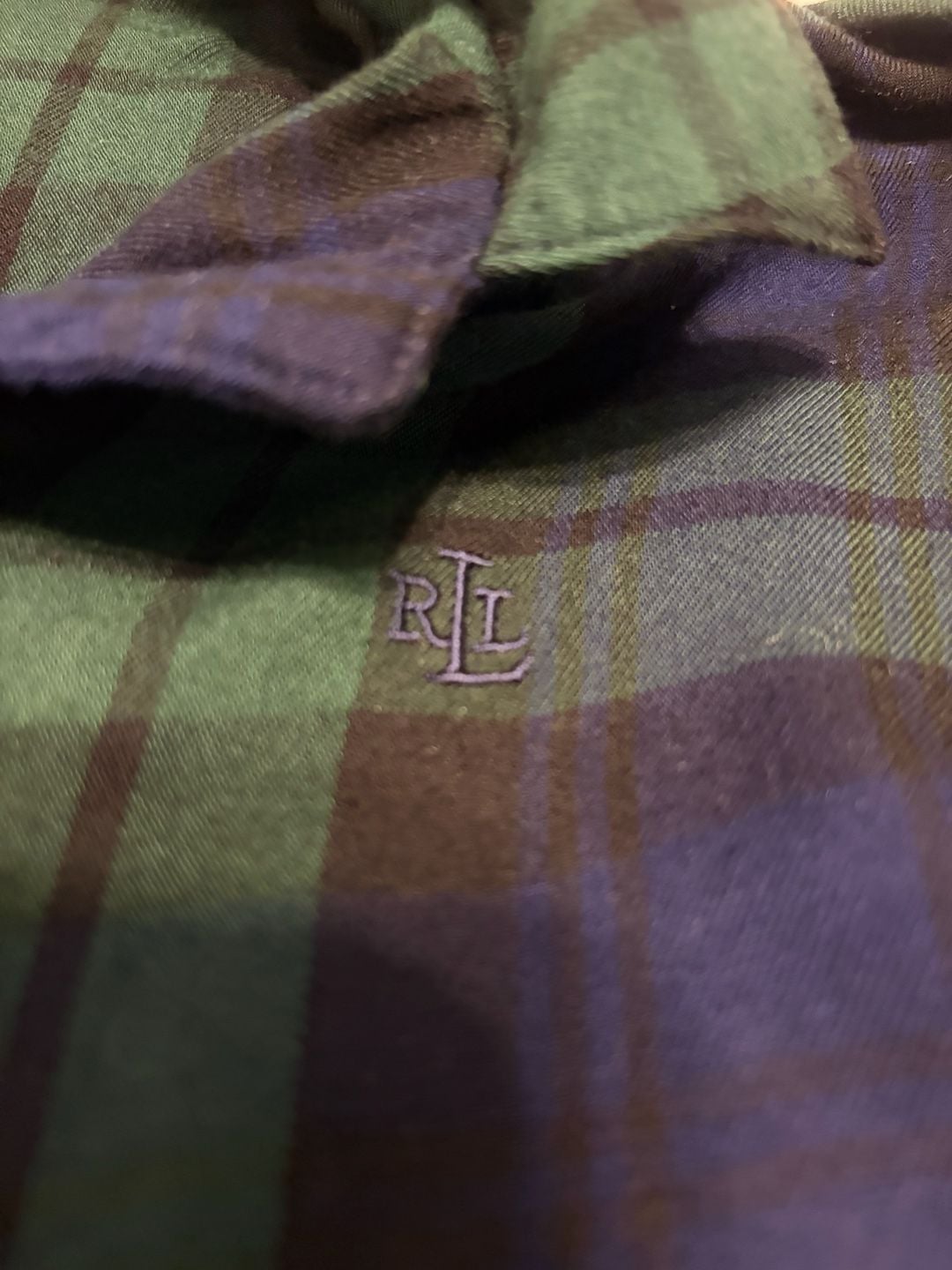 Lauren Ralph Lauren Plaid Button Down Shirt Size S Green Blue Rayon 2