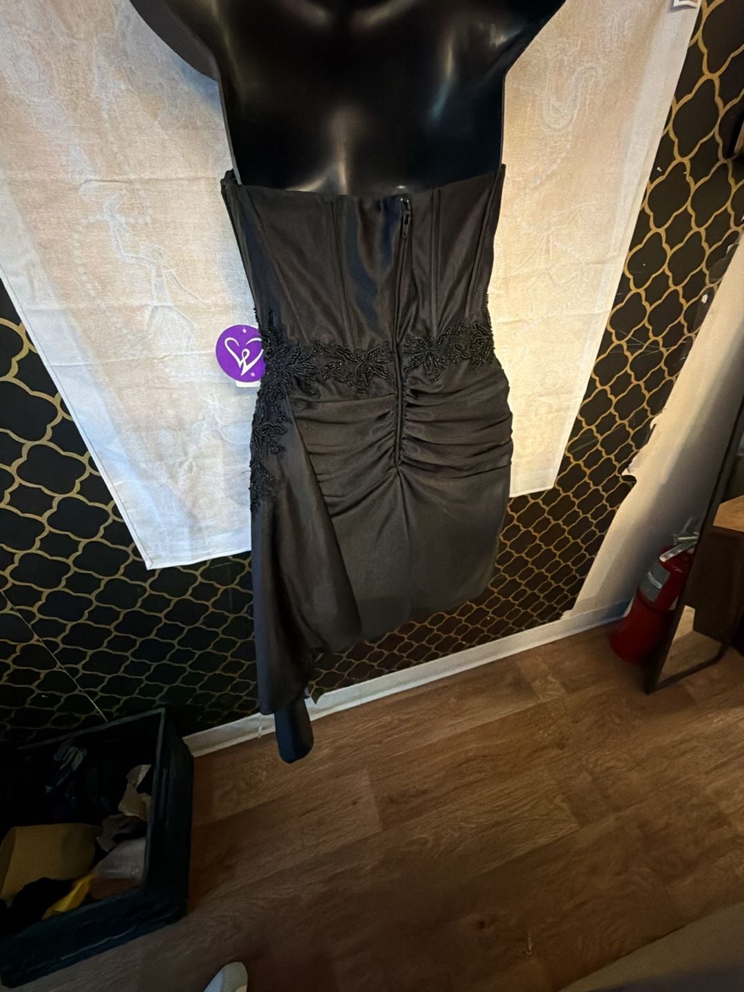 Windsor Harper Satin Corset Side Drape Mini Dress Black 5