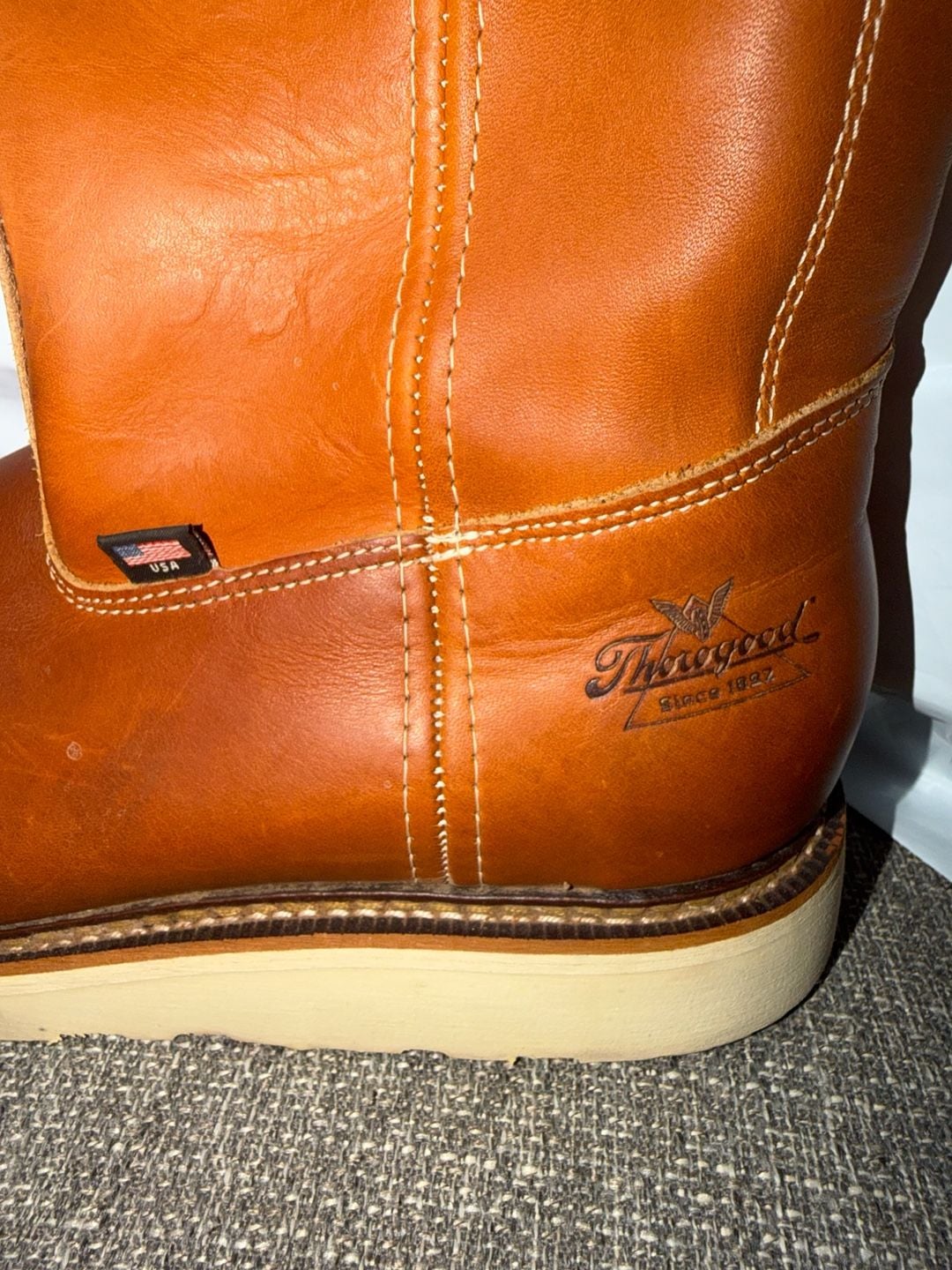 Thorogood American Heritage Pull-on Wellington Work Boot Tobacco Leather 4