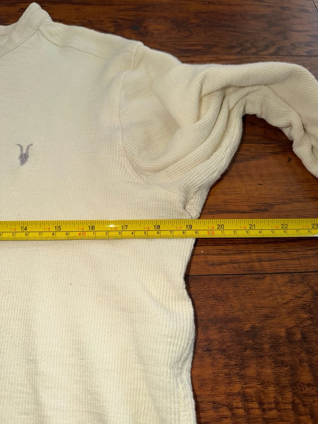 Allsaints Muse Long Sleeve Thermal Henley Size Small White Waffle Knit 5