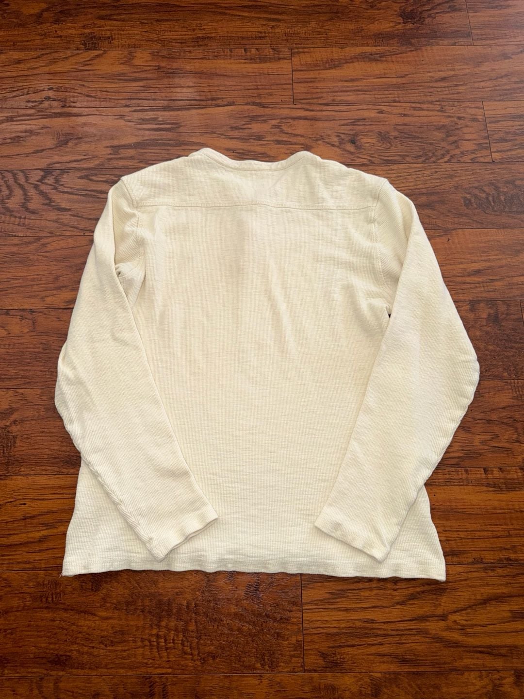 Allsaints Muse Long Sleeve Thermal Henley Size Small White Waffle Knit 7