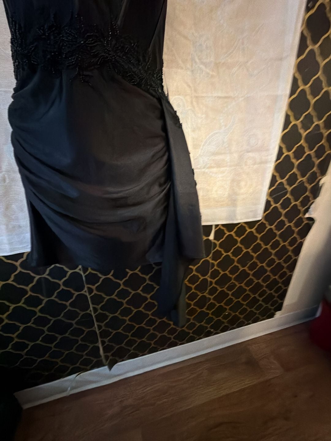 Windsor Harper Satin Corset Side Drape Mini Dress Black 6