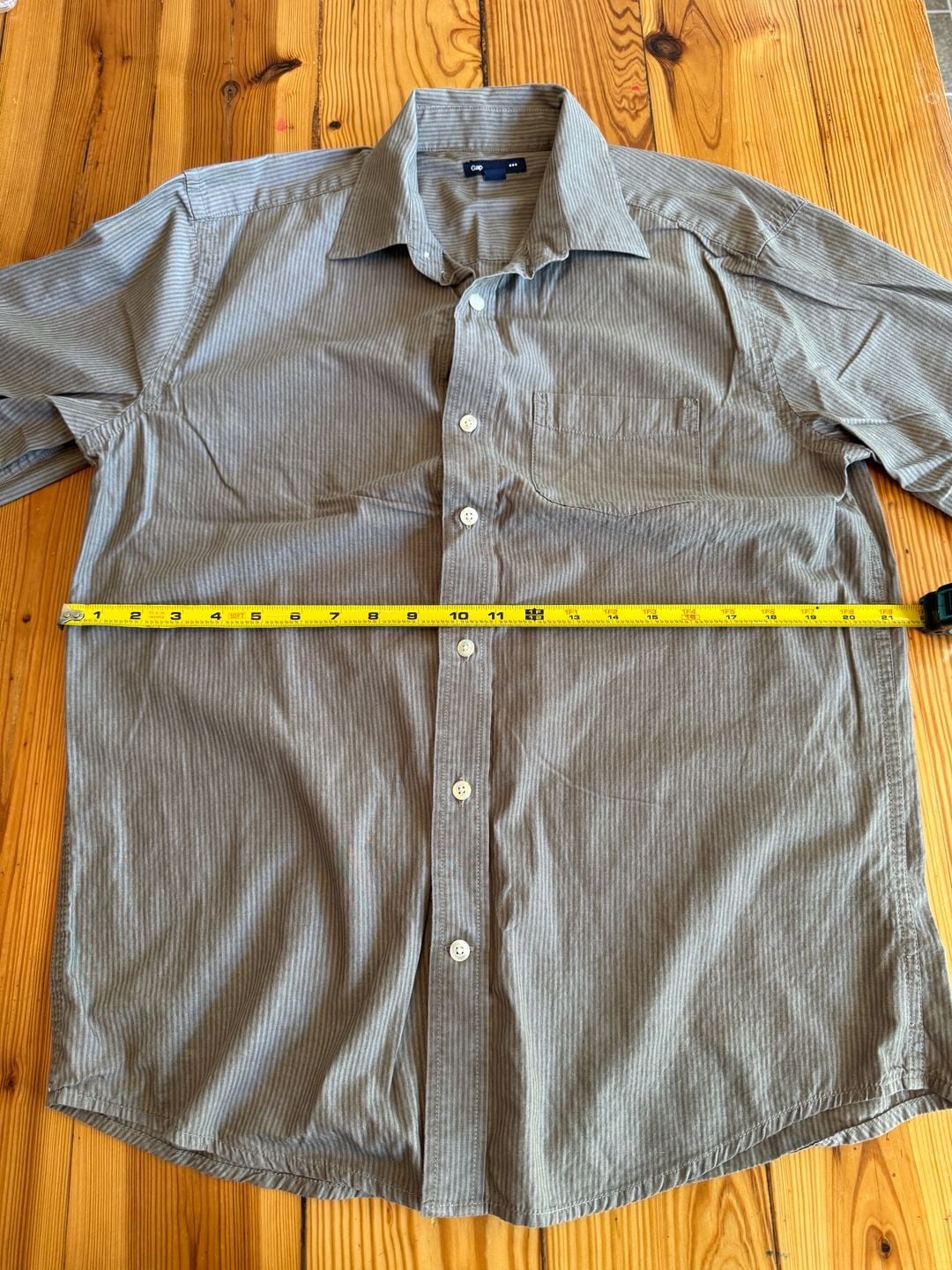 Gap Long Sleeve Button Up Shirt Size M Striped Gray Pocket Casual 4