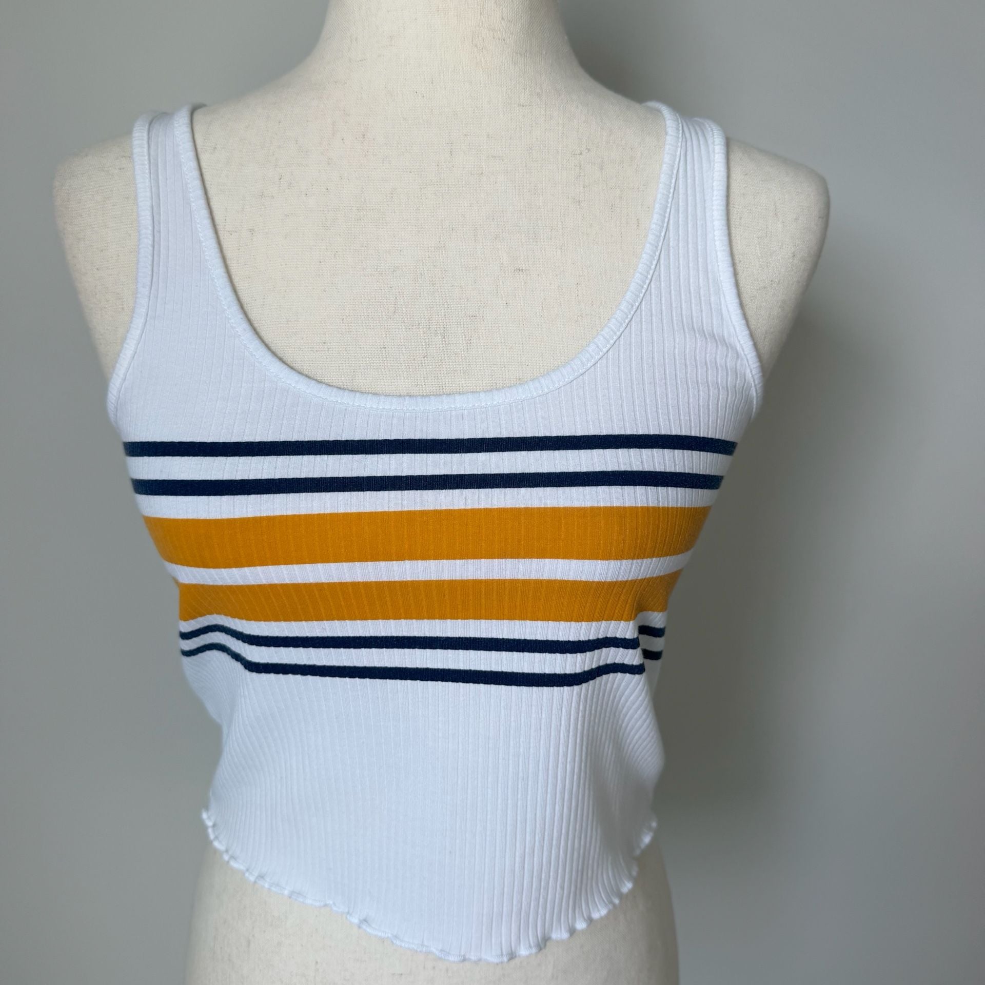PS Basics by Pacsun Tank Top Size S Striped Ribbed Crop 2