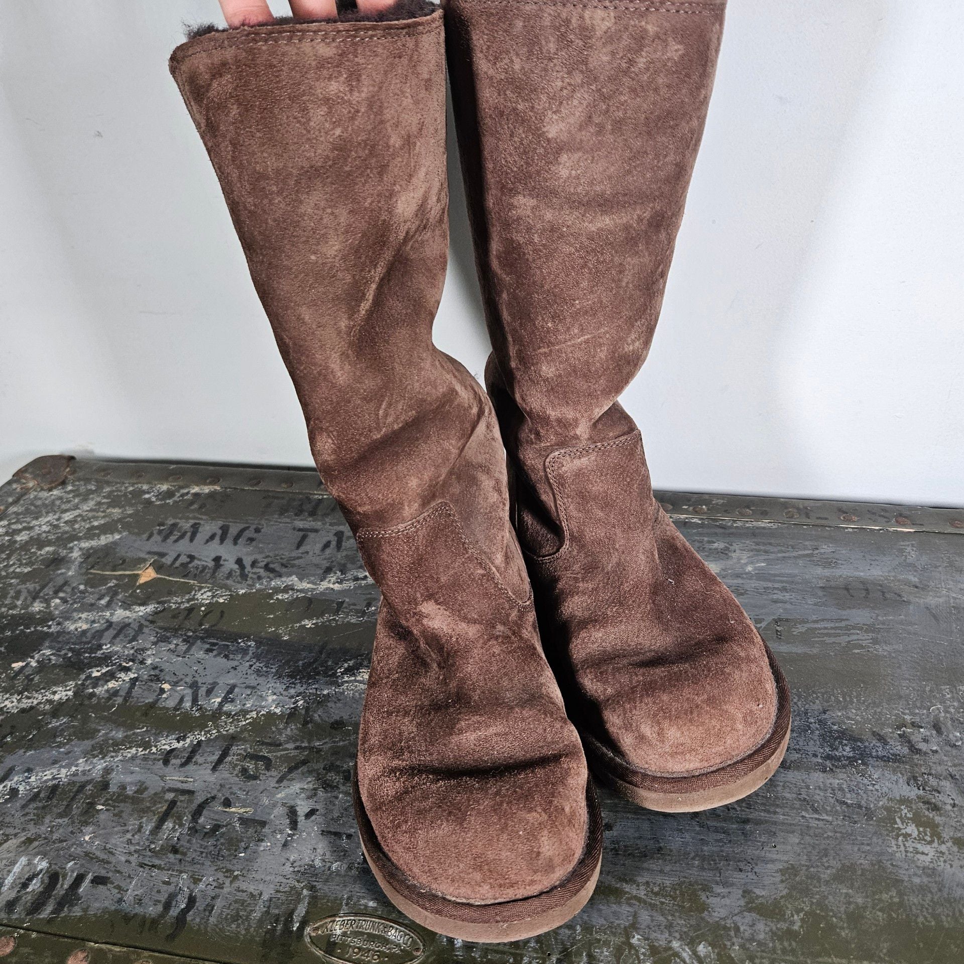 Ugg Roseberry Tall Boots Brown Suede Lace-Up 3