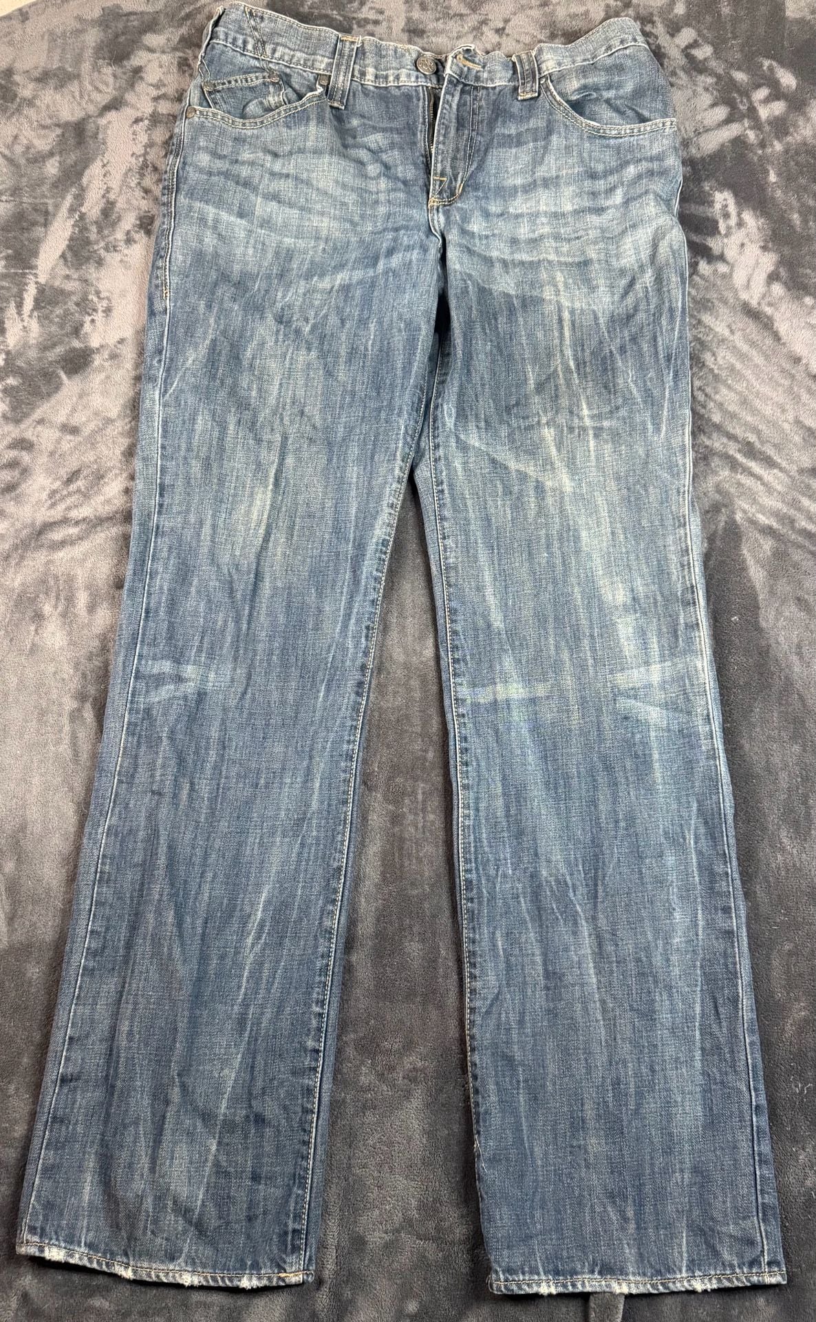 Men’s Rock & Republic Bootcut Jeans 36x34 Blue Denim Embroidered R Pocket#176 2