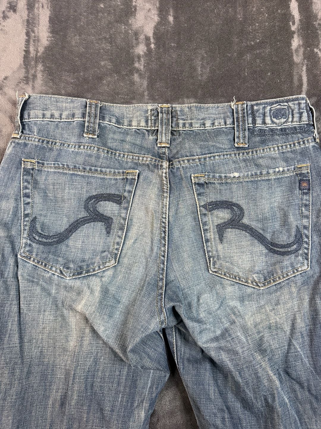 Men’s Rock & Republic Bootcut Jeans 36x34 Blue Denim Embroidered R Pocket#176 4