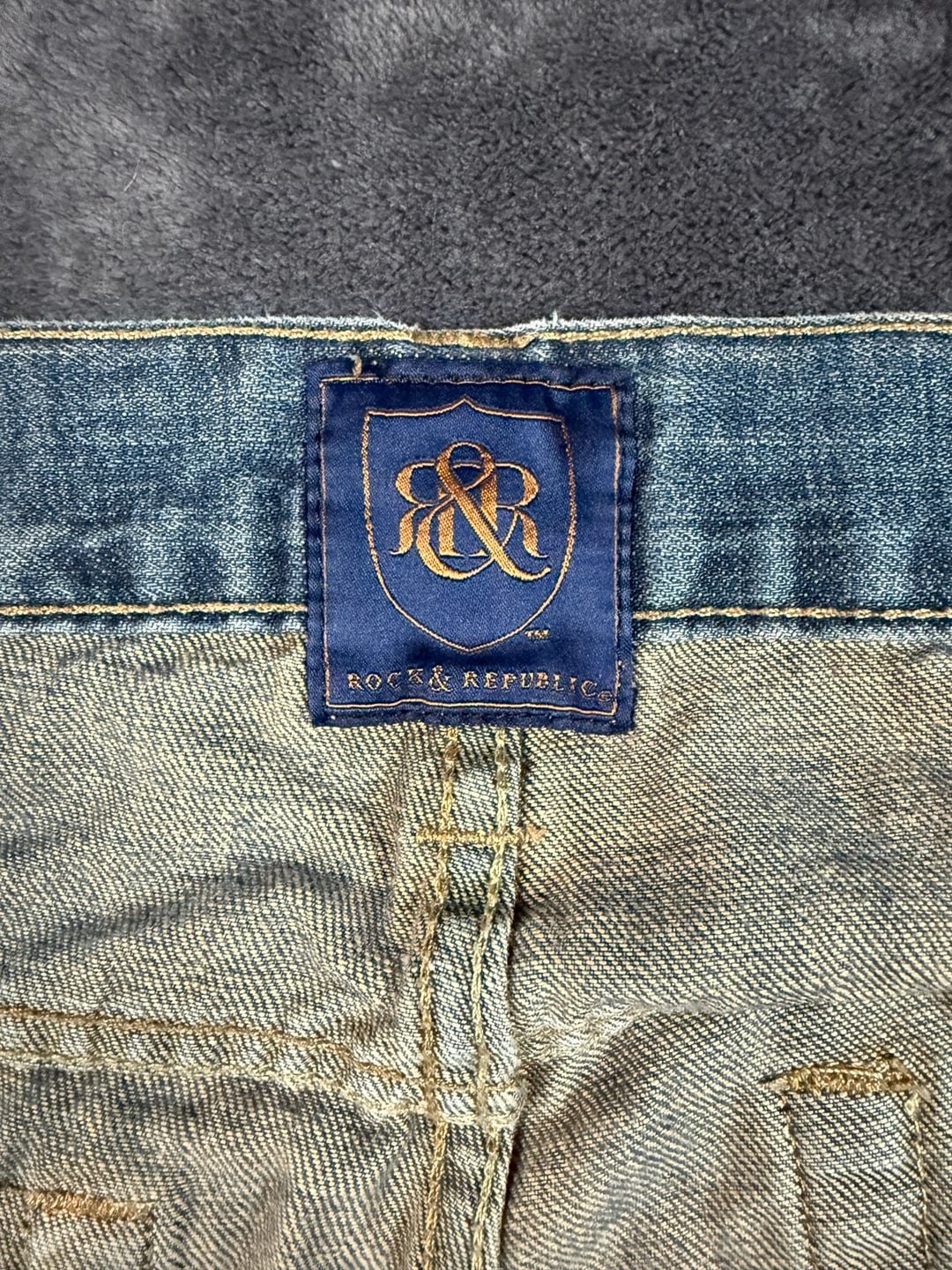 Men’s Rock & Republic Bootcut Jeans 36x34 Blue Denim Embroidered R Pocket#176 6