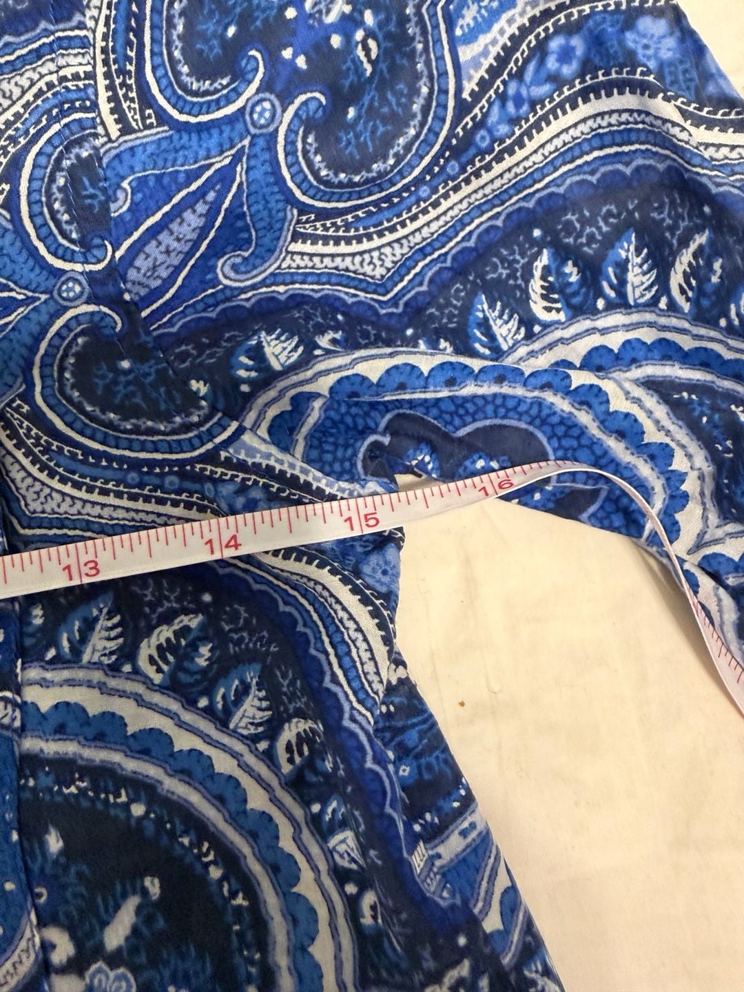 Ralph Lauren Paisley Office Button-Down Shirt Size XS Blue Cotton Silk 3