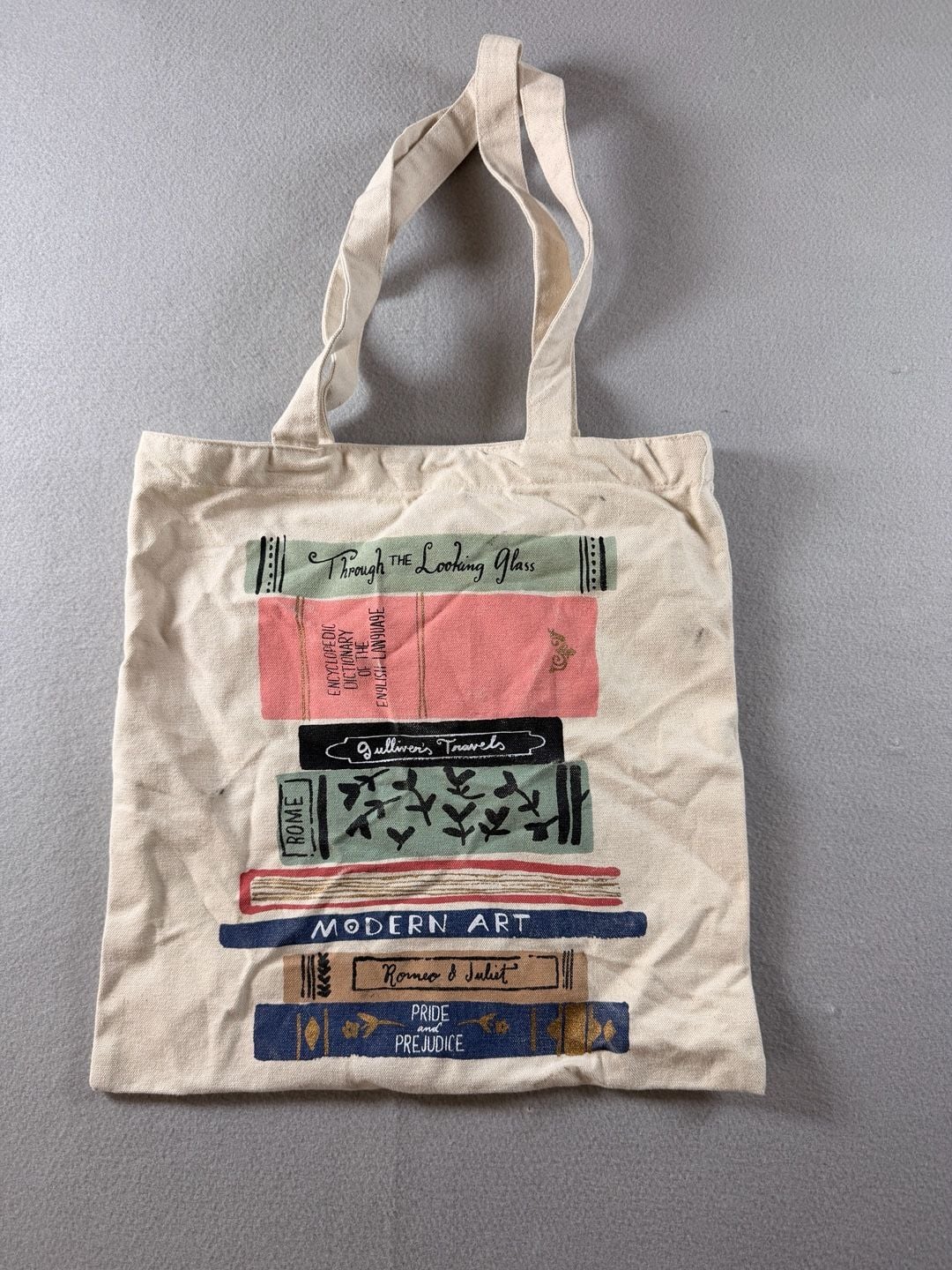 Kate Spade Stack of Books Canvas Tote Bag Cream 2