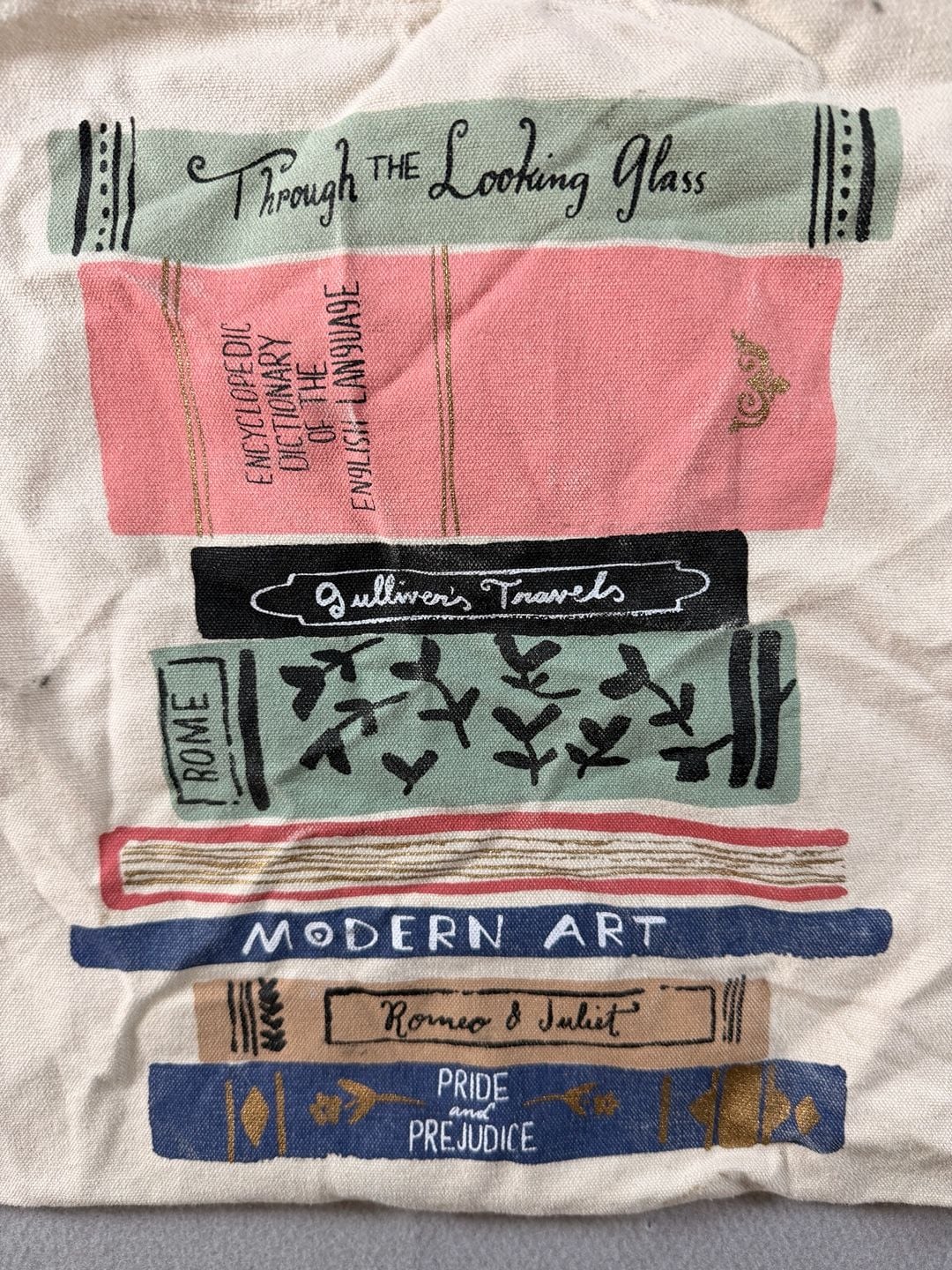 Kate Spade Stack of Books Canvas Tote Bag Cream 3