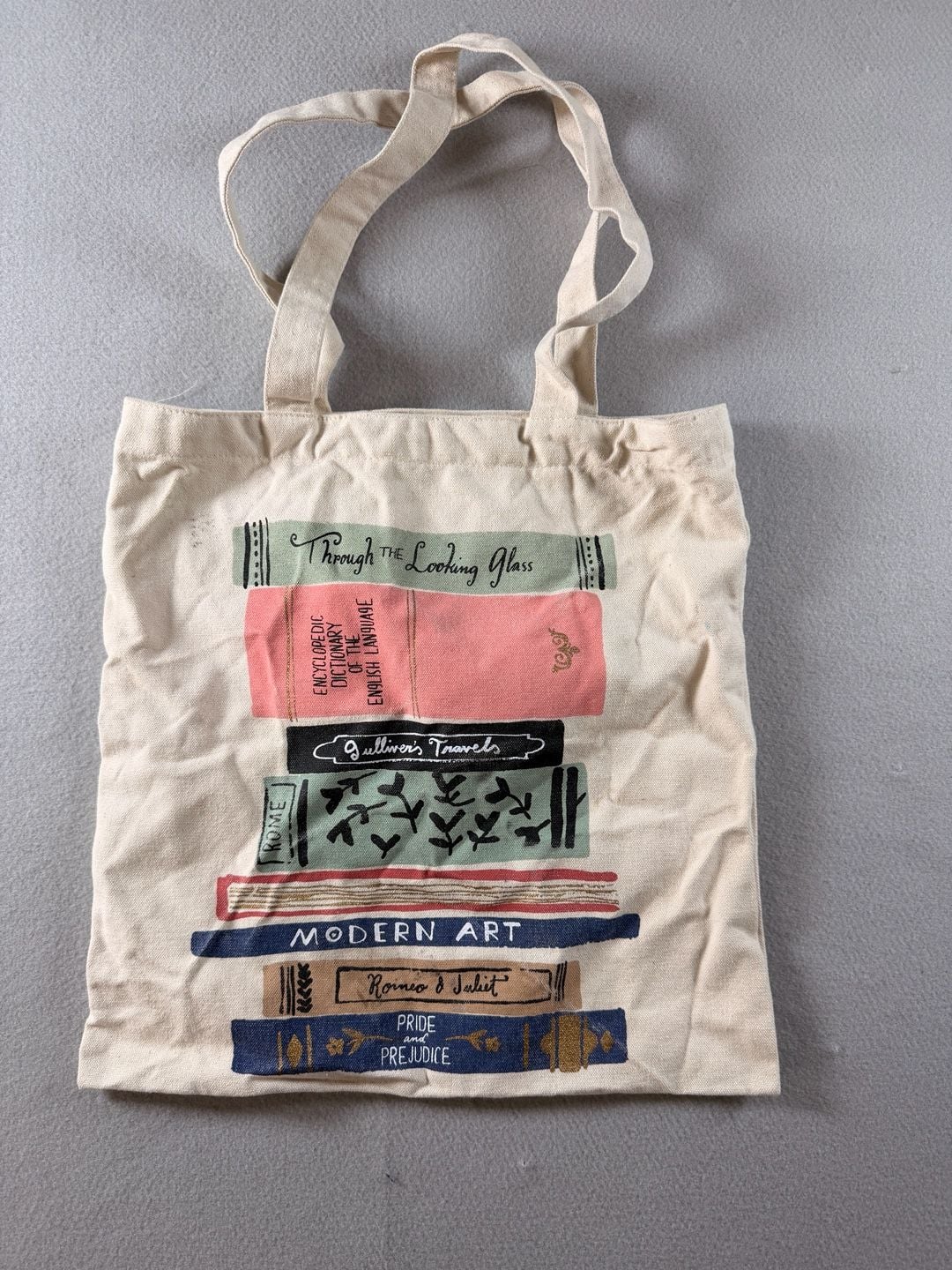 Kate Spade Stack of Books Canvas Tote Bag Cream 4