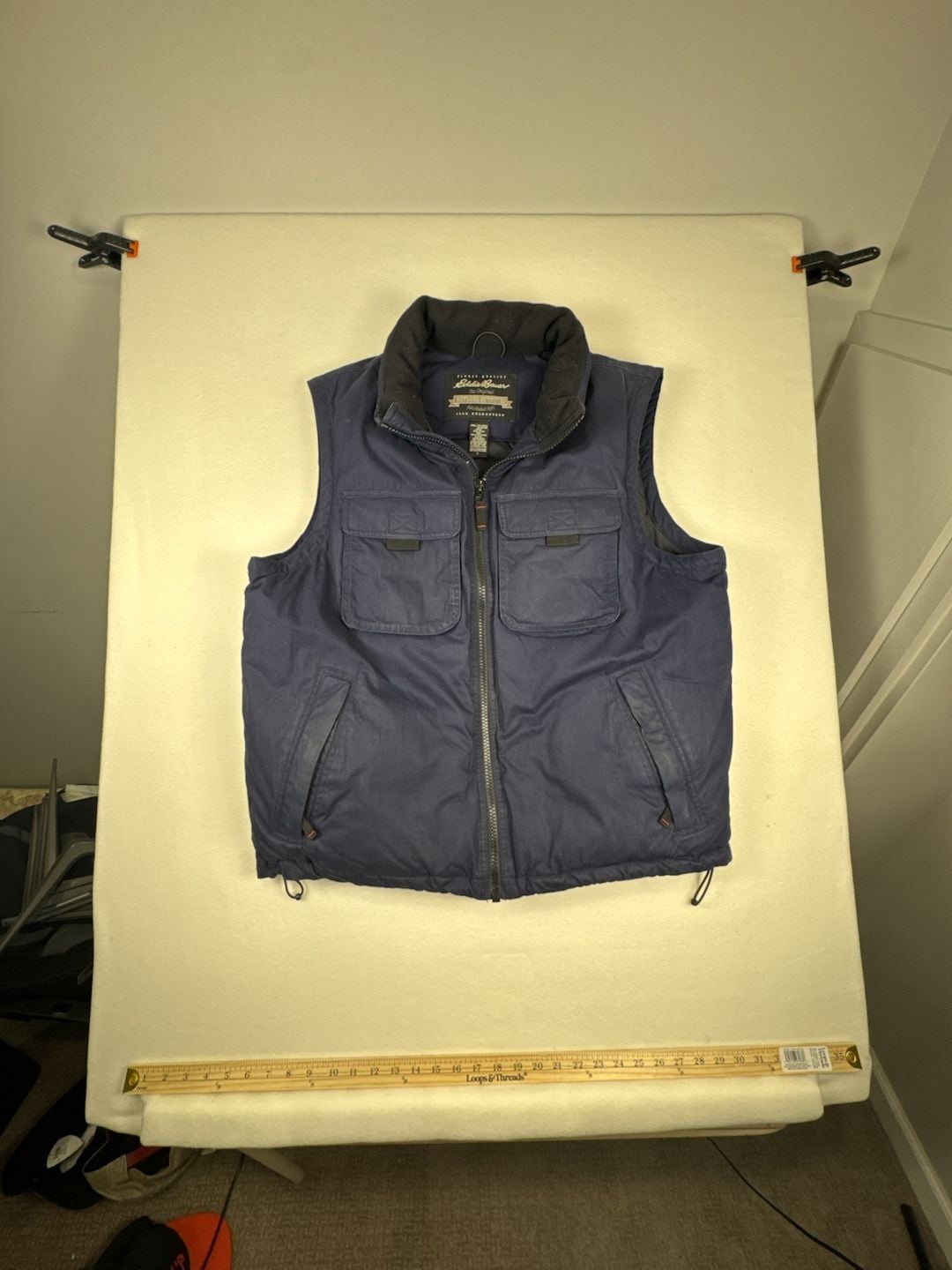 Eddie Bauer Goose Down Puffer Vest Size L Blue Utility Cargo 2