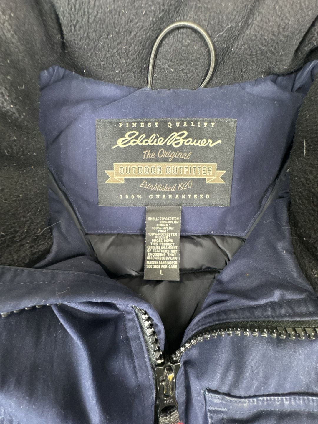 Eddie Bauer Goose Down Puffer Vest Size L Blue Utility Cargo 3