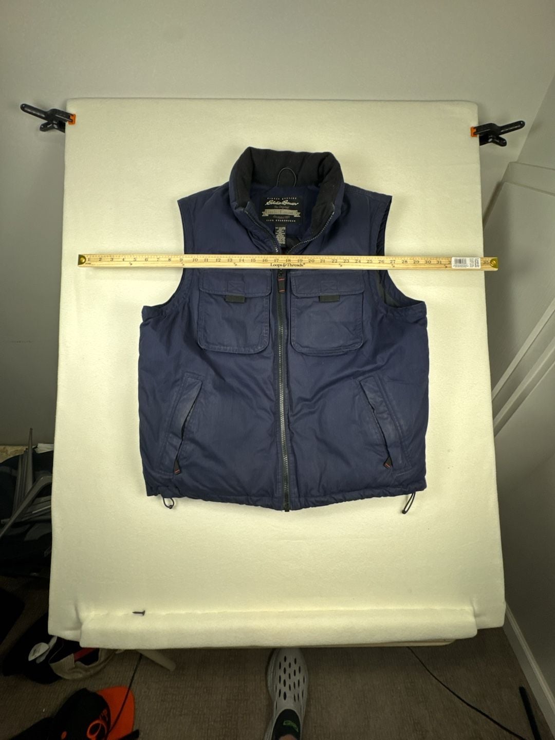 Eddie Bauer Goose Down Puffer Vest Size L Blue Utility Cargo 6