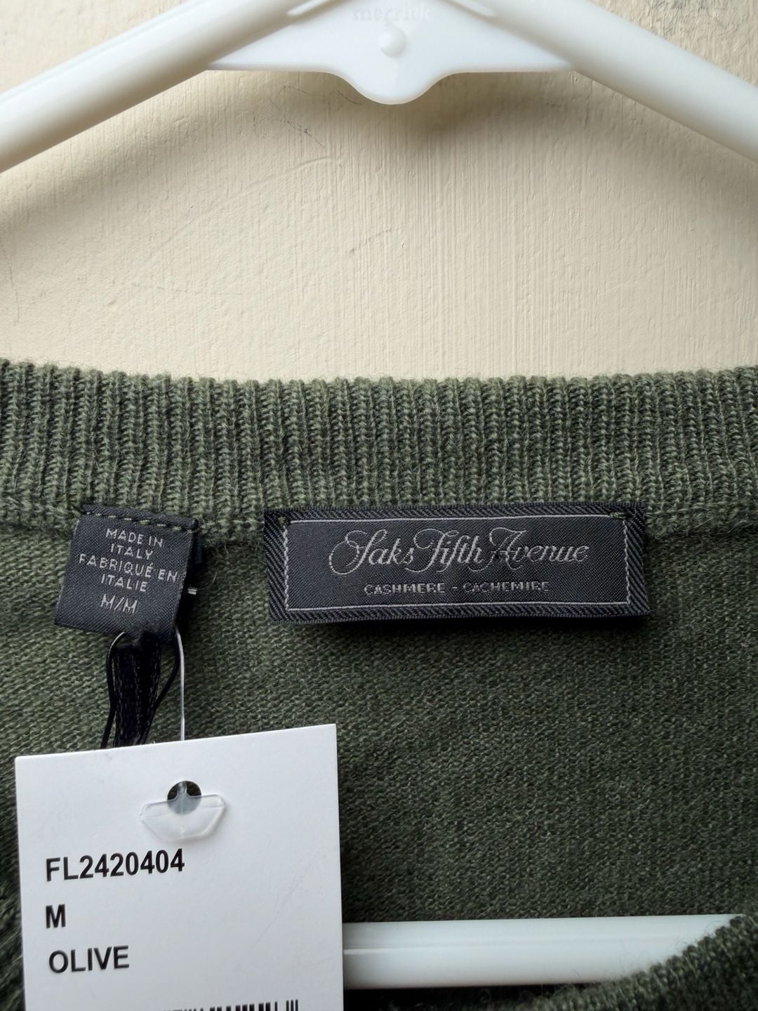 Saks Fifth Avenue Cashmere Crewneck Sweater Size M Olive 4
