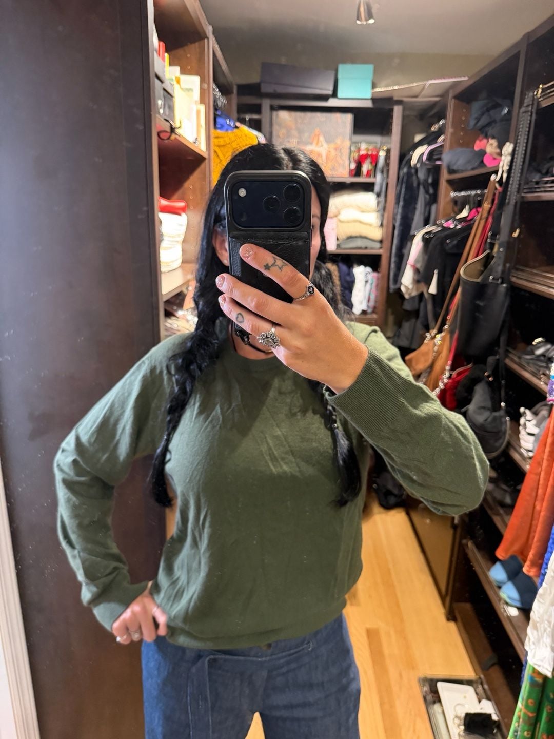 Saks Fifth Avenue Cashmere Crewneck Sweater Size M Olive 8