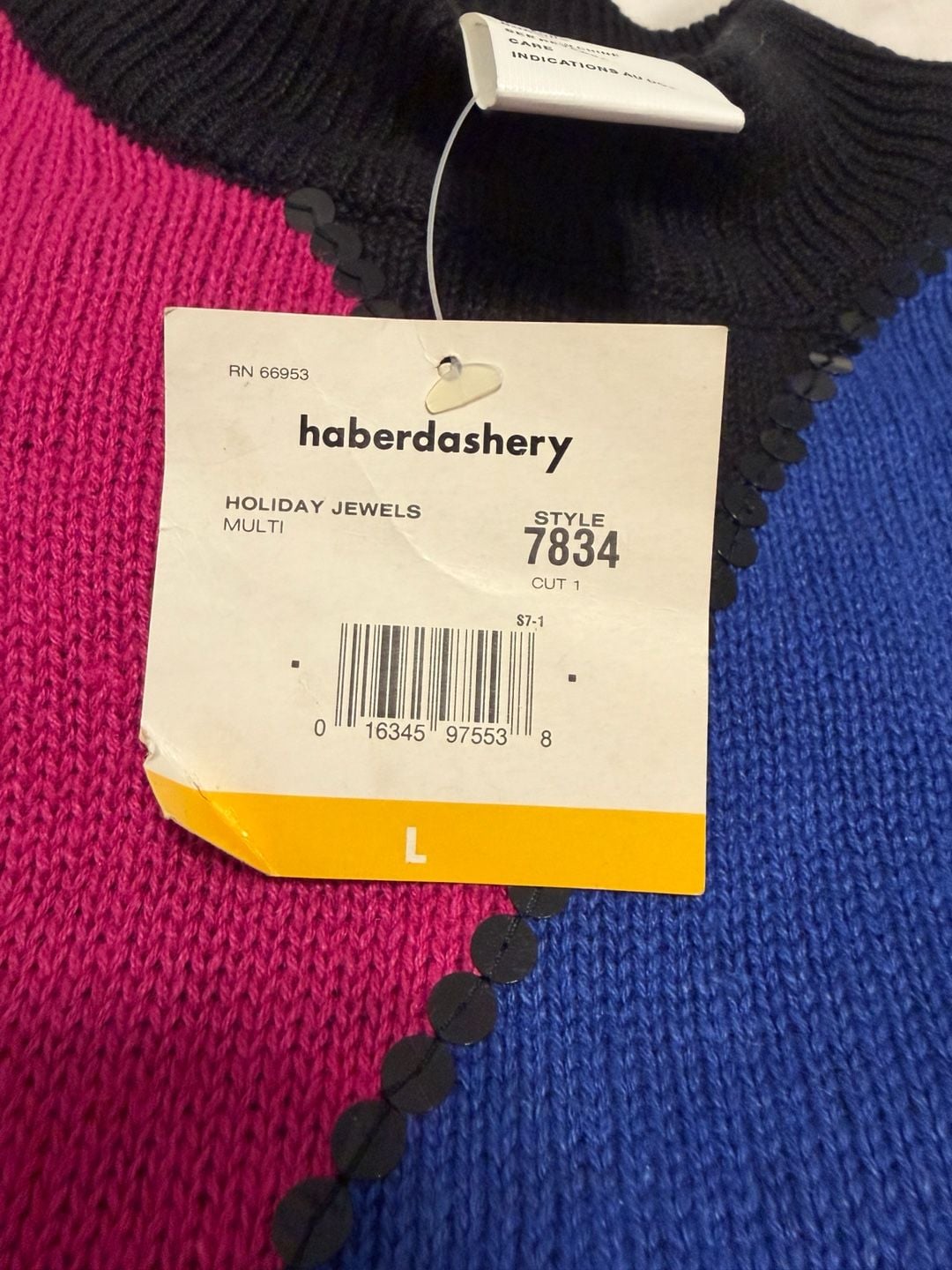 Haberdashery Holiday Jewels Sweater Size L Black Multi Sequin Grandmacore 4