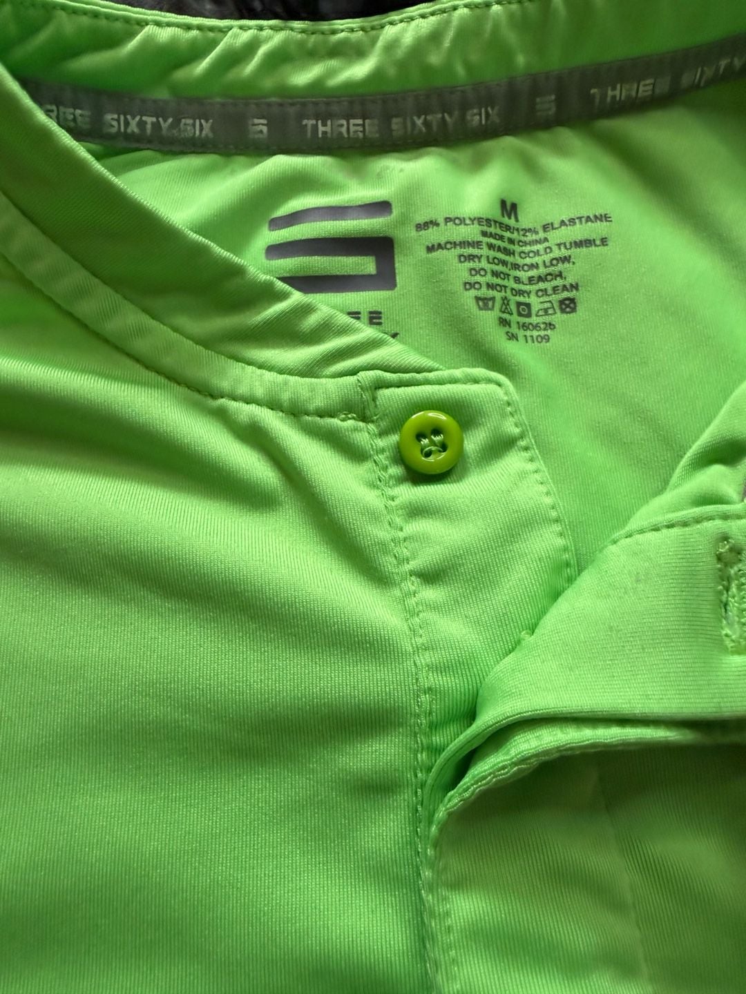 Three Sixty Six Polo Shirt Size M Green Athletic Henley Golf 7