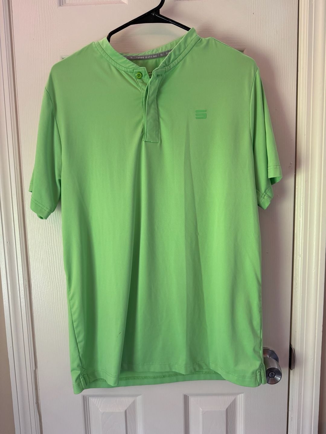 Three Sixty Six Polo Shirt Size M Green Athletic Henley Golf 8